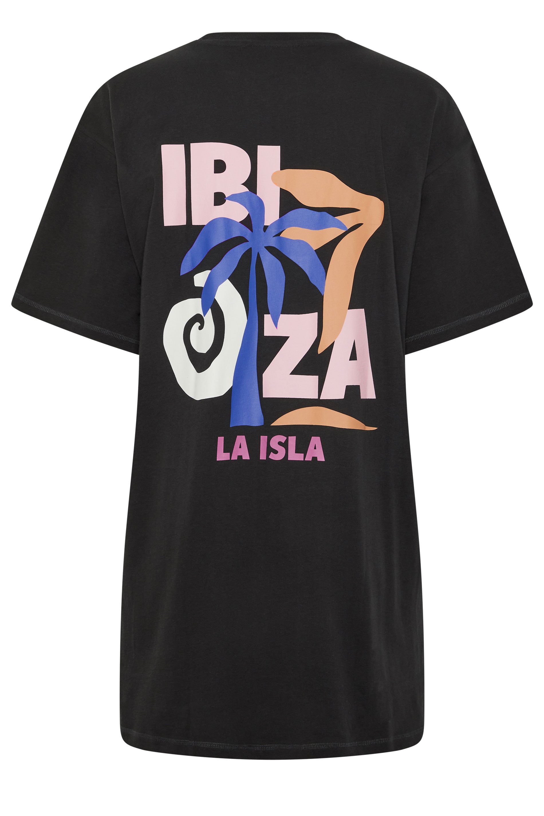 YOURS Plus Size Black 'Ibiza' Sleep Tee Nightdress | Yours Clothing 8