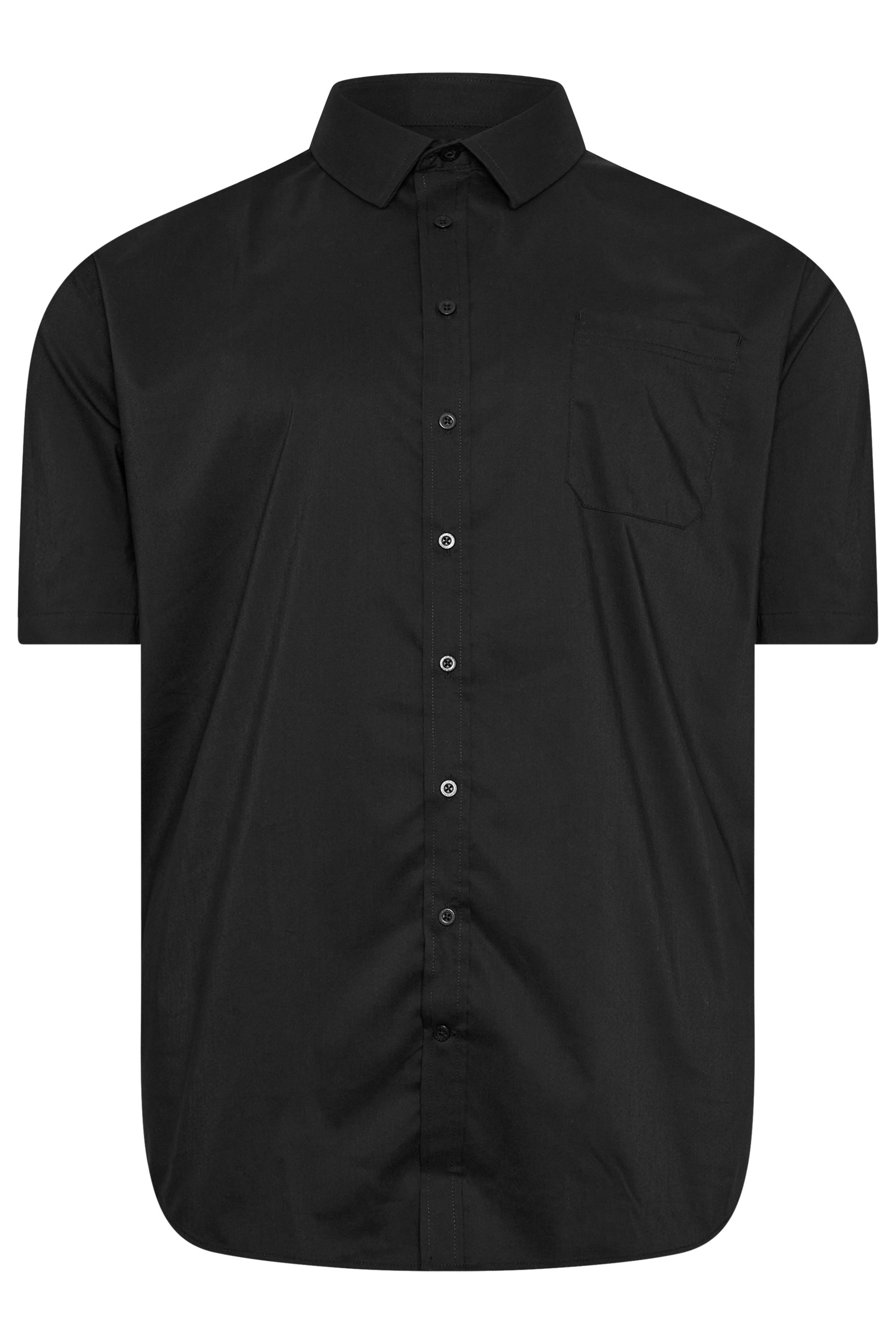 D555 Big & Tall Black Short Sleeve Non Iron Stretch Shirt | BadRhino 2