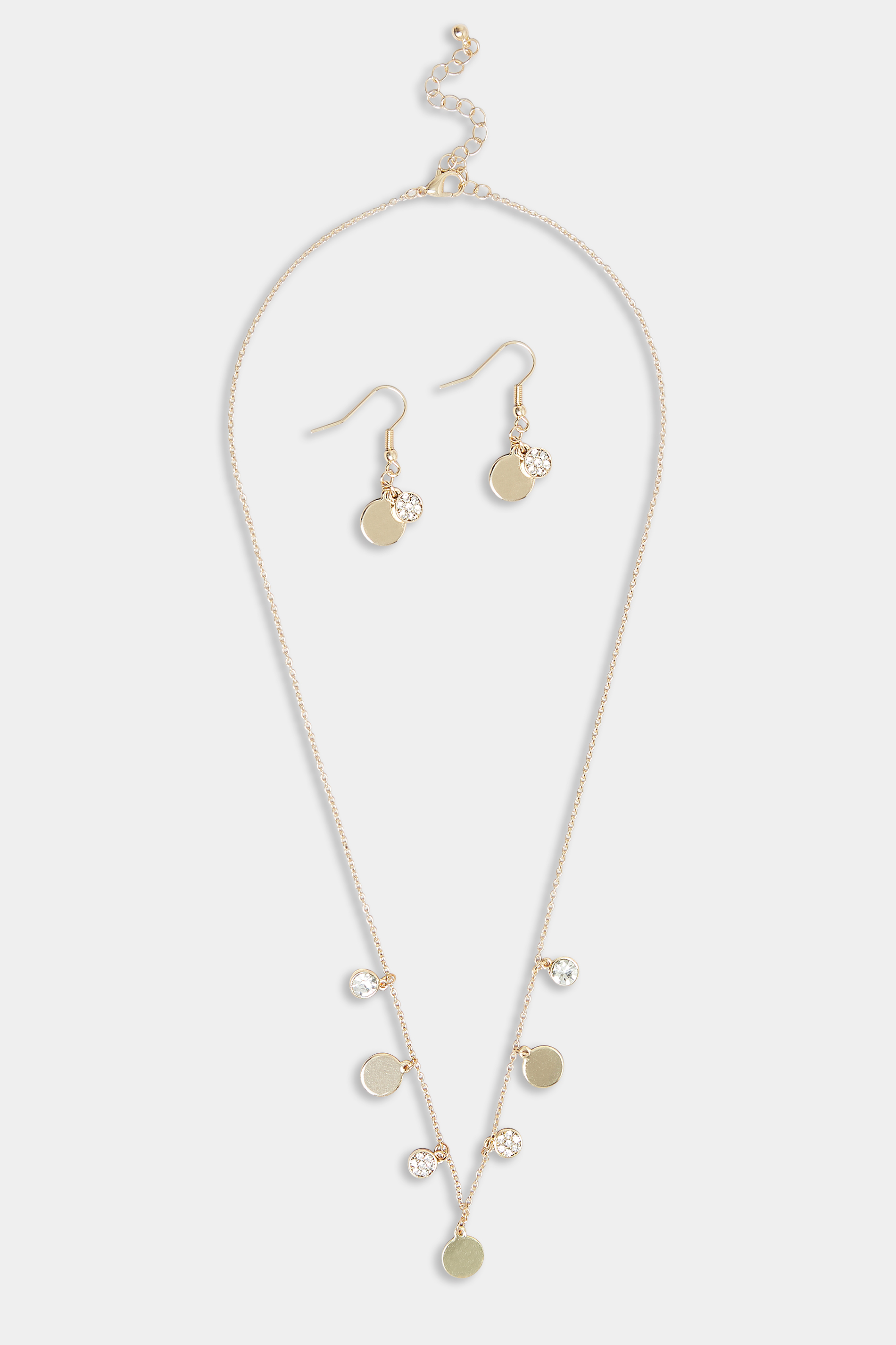 2 PACK Gold Disc Necklace & Earring Set | Yours Clothing  2