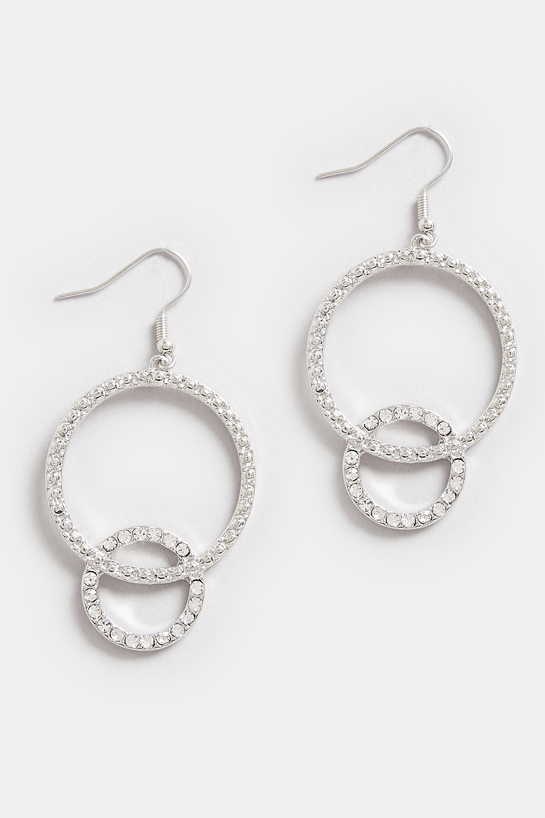 Silver Tone Linked Circle Hoop Earrings | Yours Clothing 2