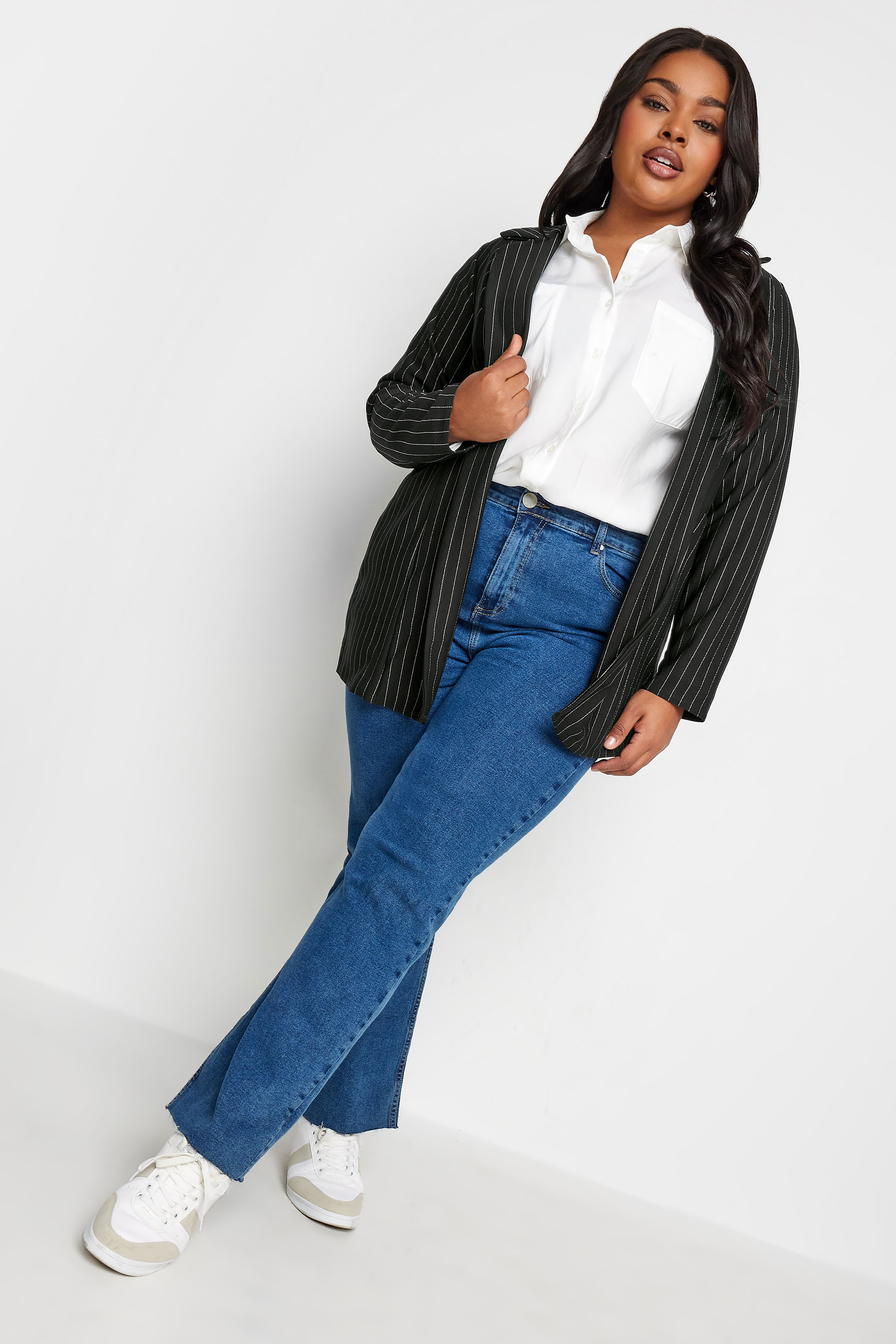 LIMITED COLLECTION Plus Size Black Pinstripe Pocket Blazer | Yours Clothing 3