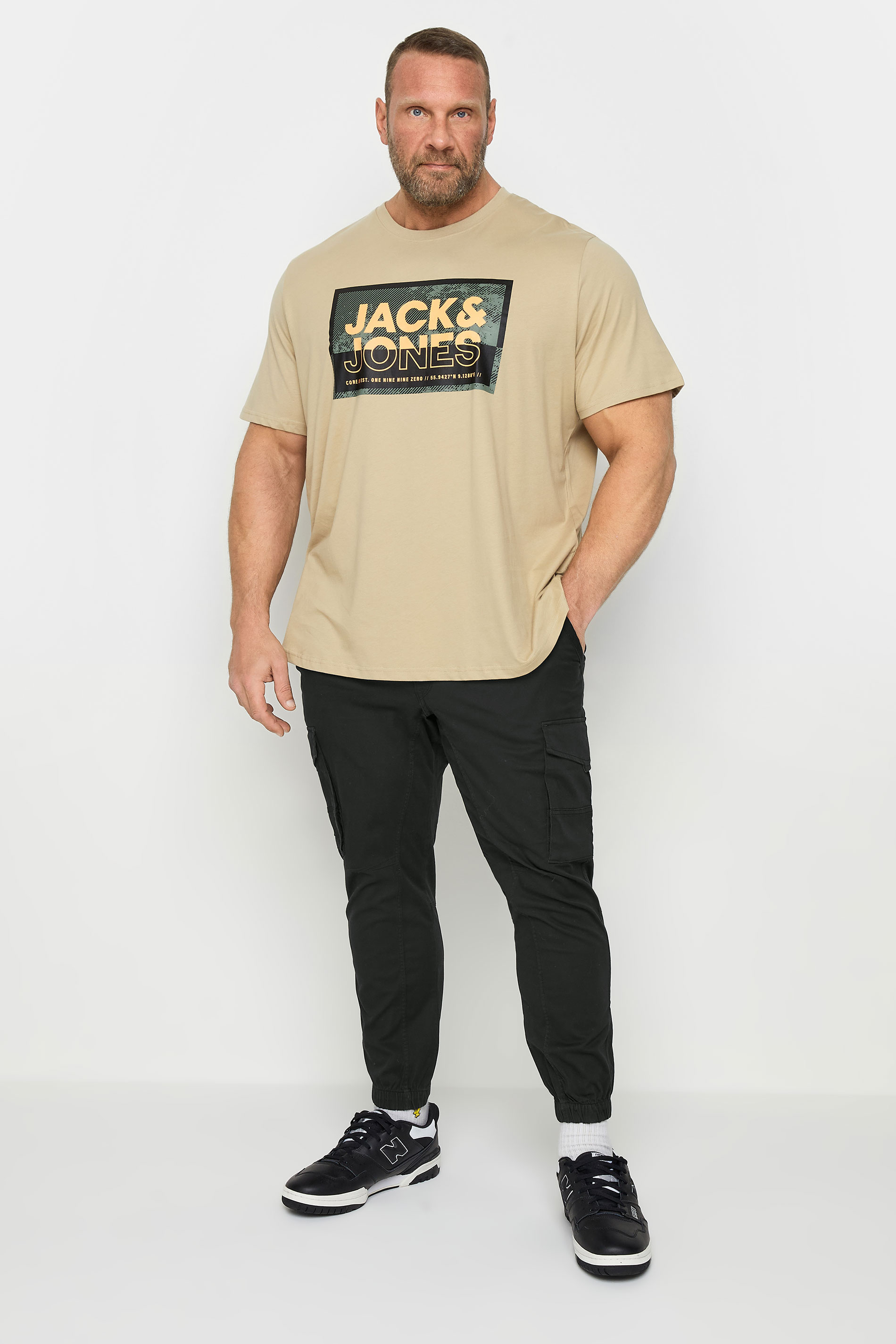 JACK & JONES Big & Tall Black Cargo Trousers | BadRhino 2
