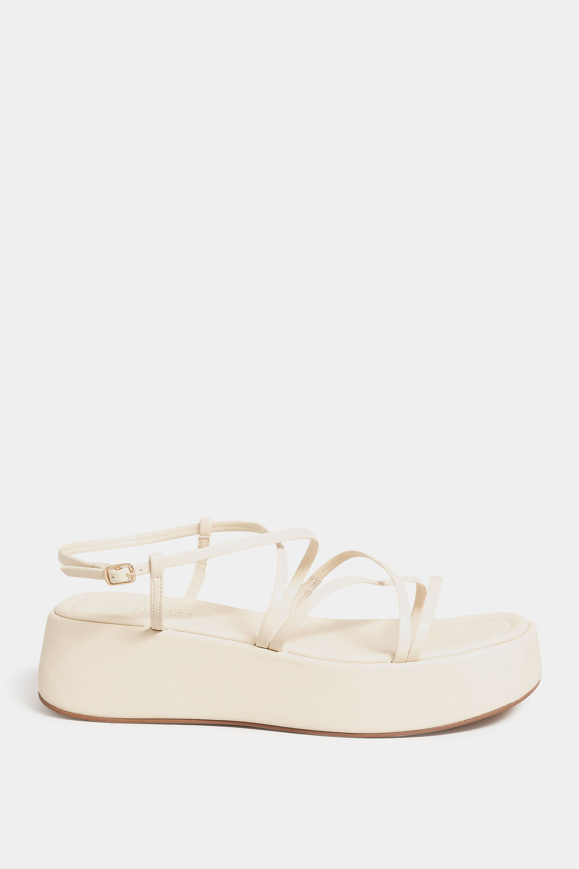 LIMITED COLLECTION White Strappy Flatform Sandals in Extra Wide EEE Fit