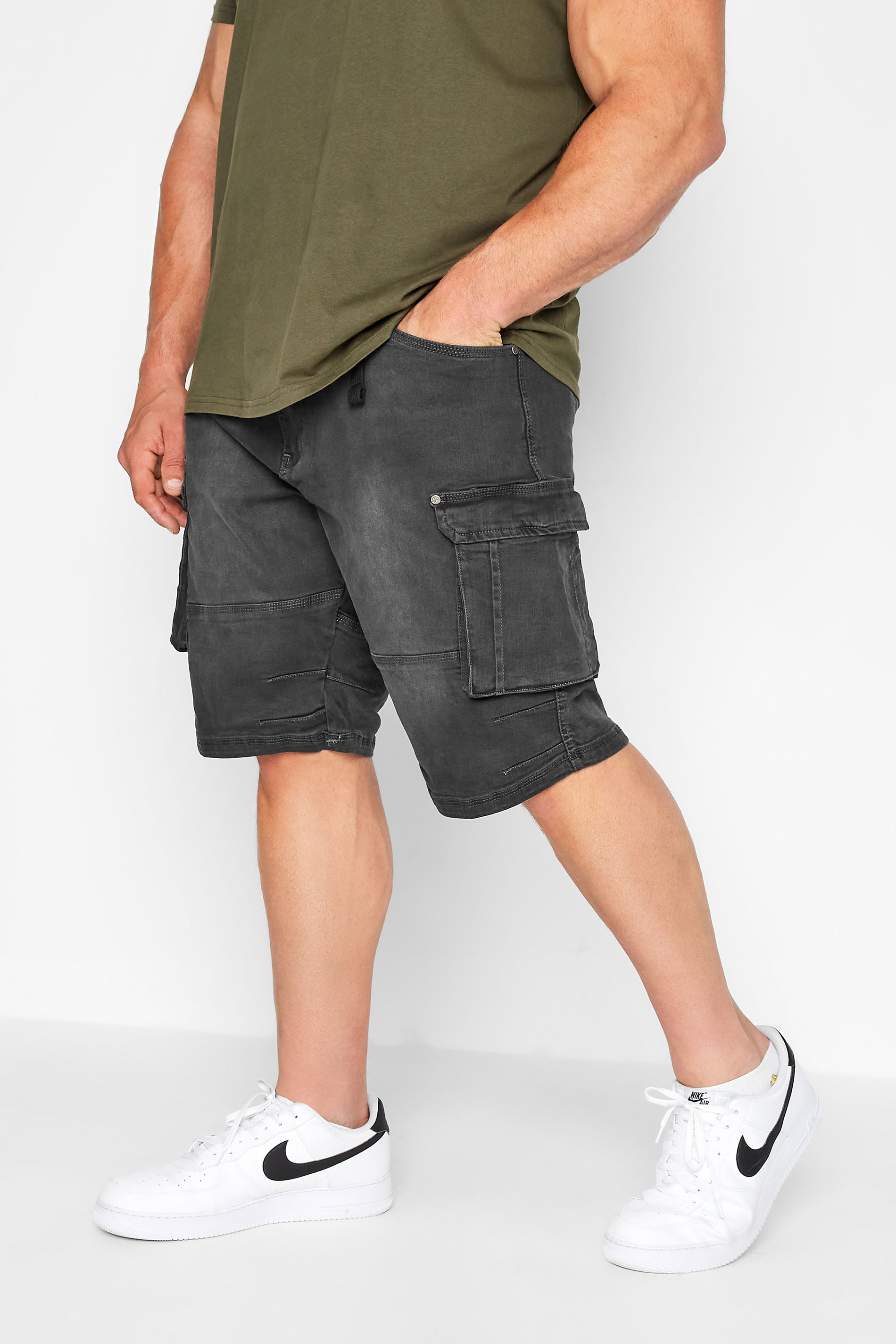 KAM Big & Tall Charcoal Grey Denim Shorts 1