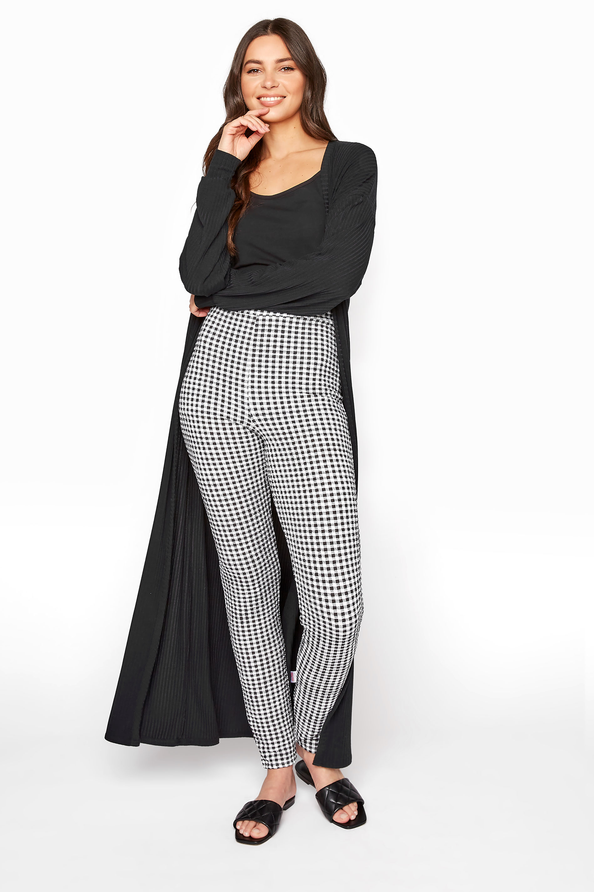 LTS White Textured Gingham Trousers 1
