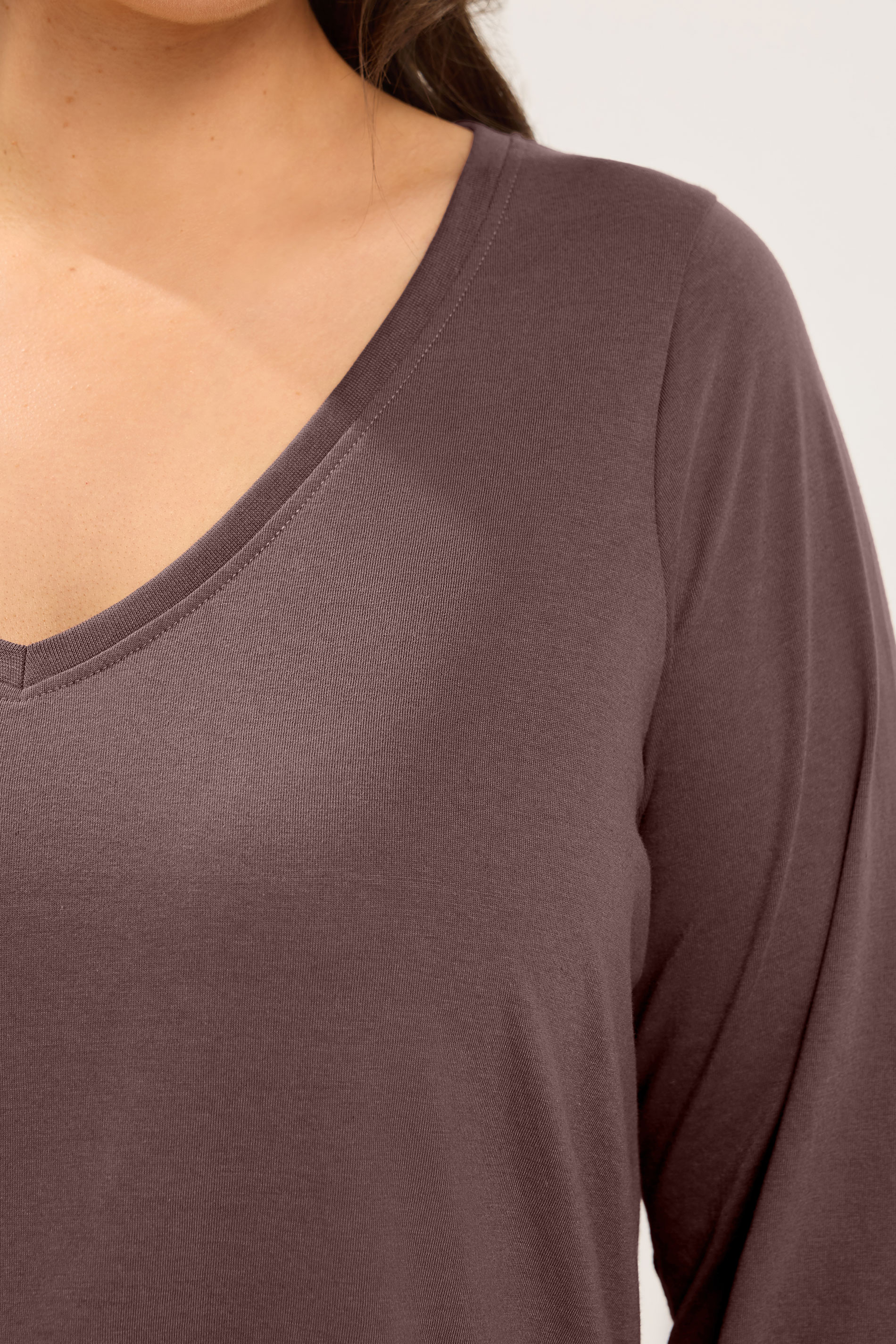 YOURS Plus Size Brown V-Neckline T-Shirt | Yours Clothing 4
