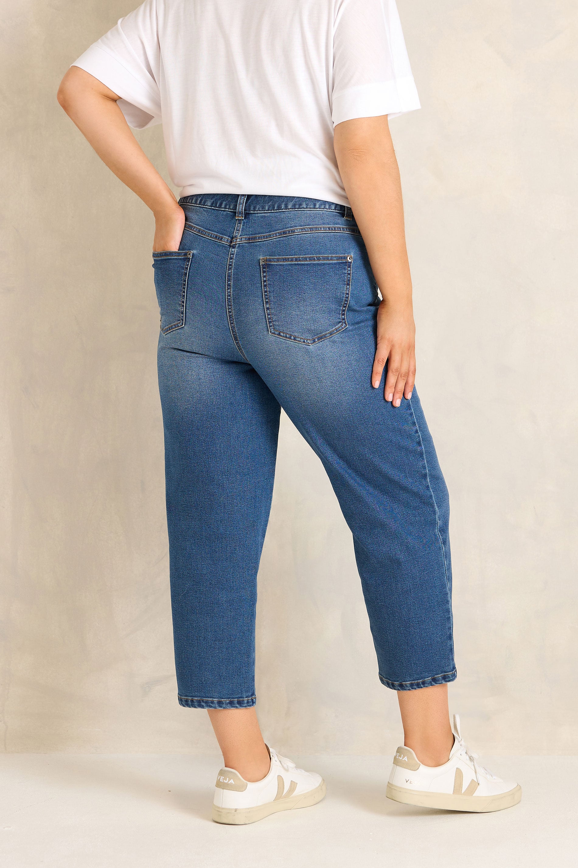 EVANS Plus Size Fit Blue Midwash Cropped Straight Leg Jeans | Evans 2