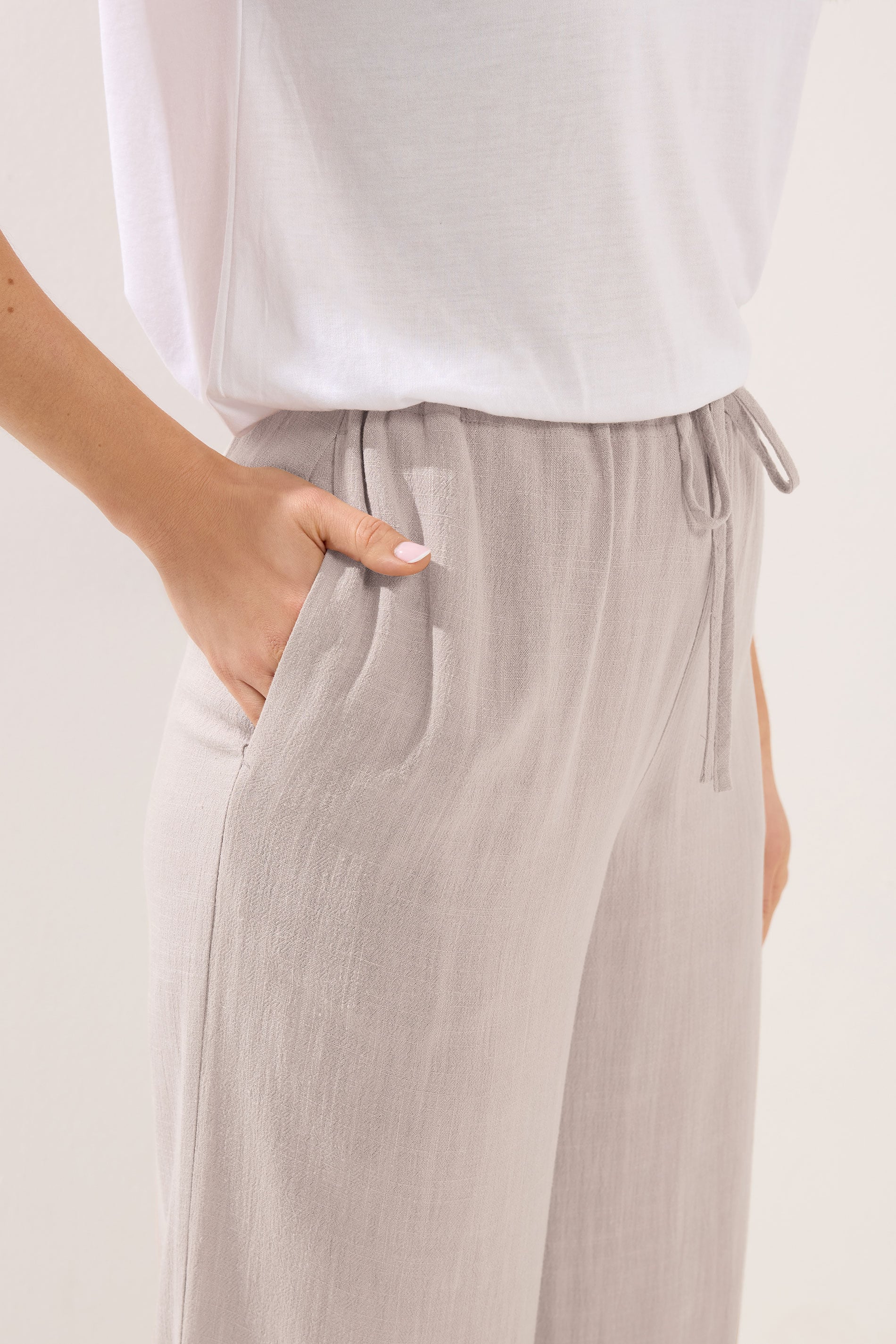 LTS Tall Women's Natural Brown Wide Leg Linen Trousers | Long Tall Sally 4