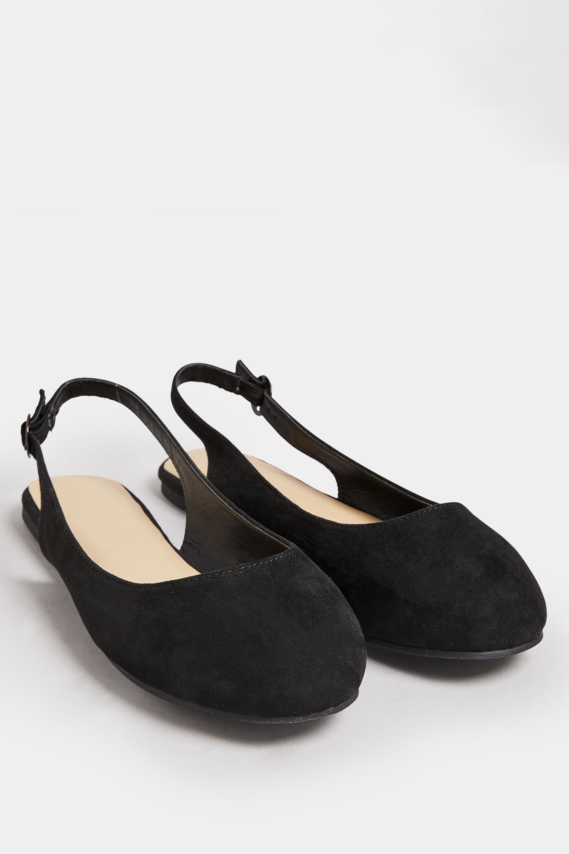 Black Faux Suede Slingback Pumps In Extra Wide EEE Fit | Yours Clothing 2