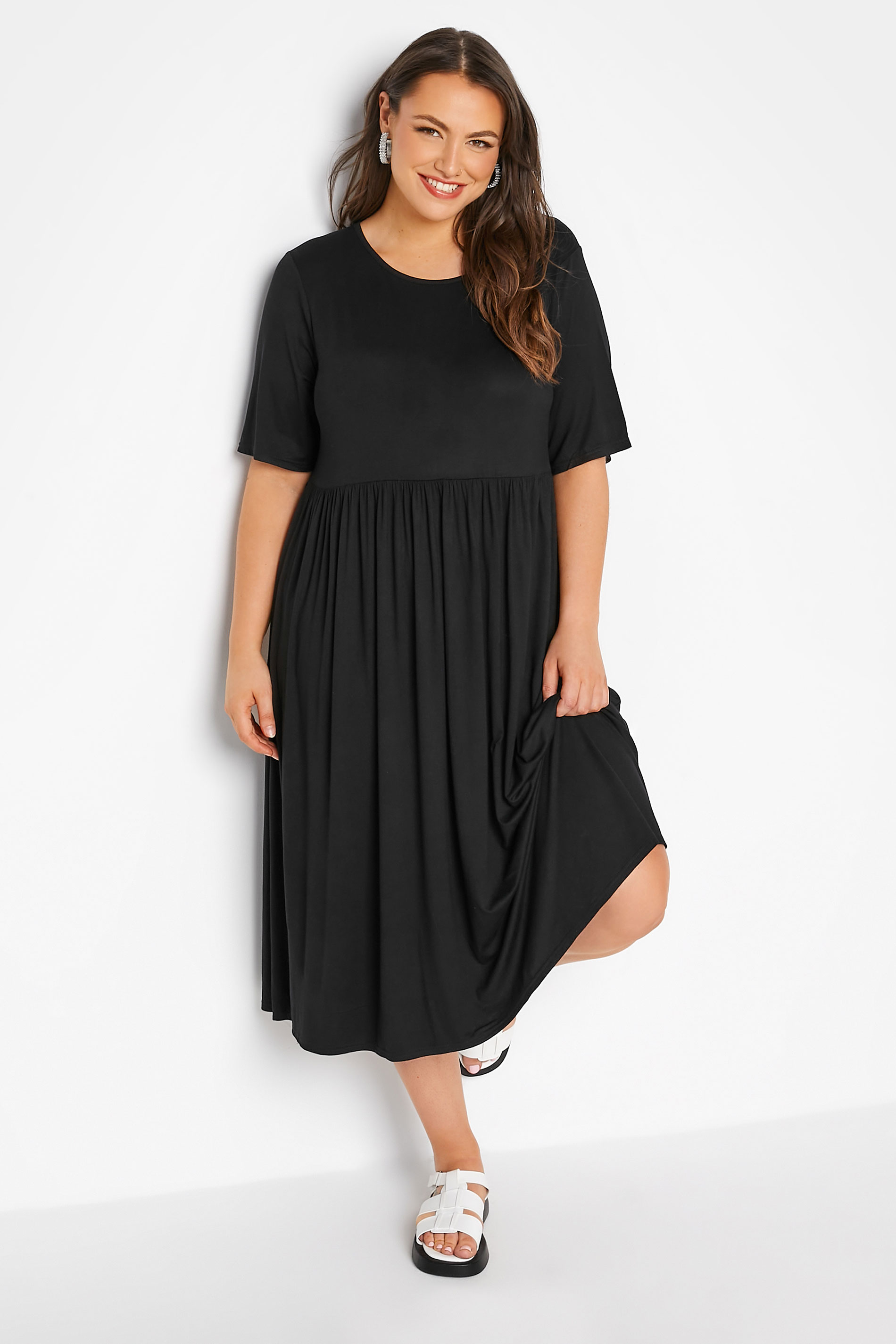 LIMITED COLLECTION Curve Black Midaxi Smock Dress 1