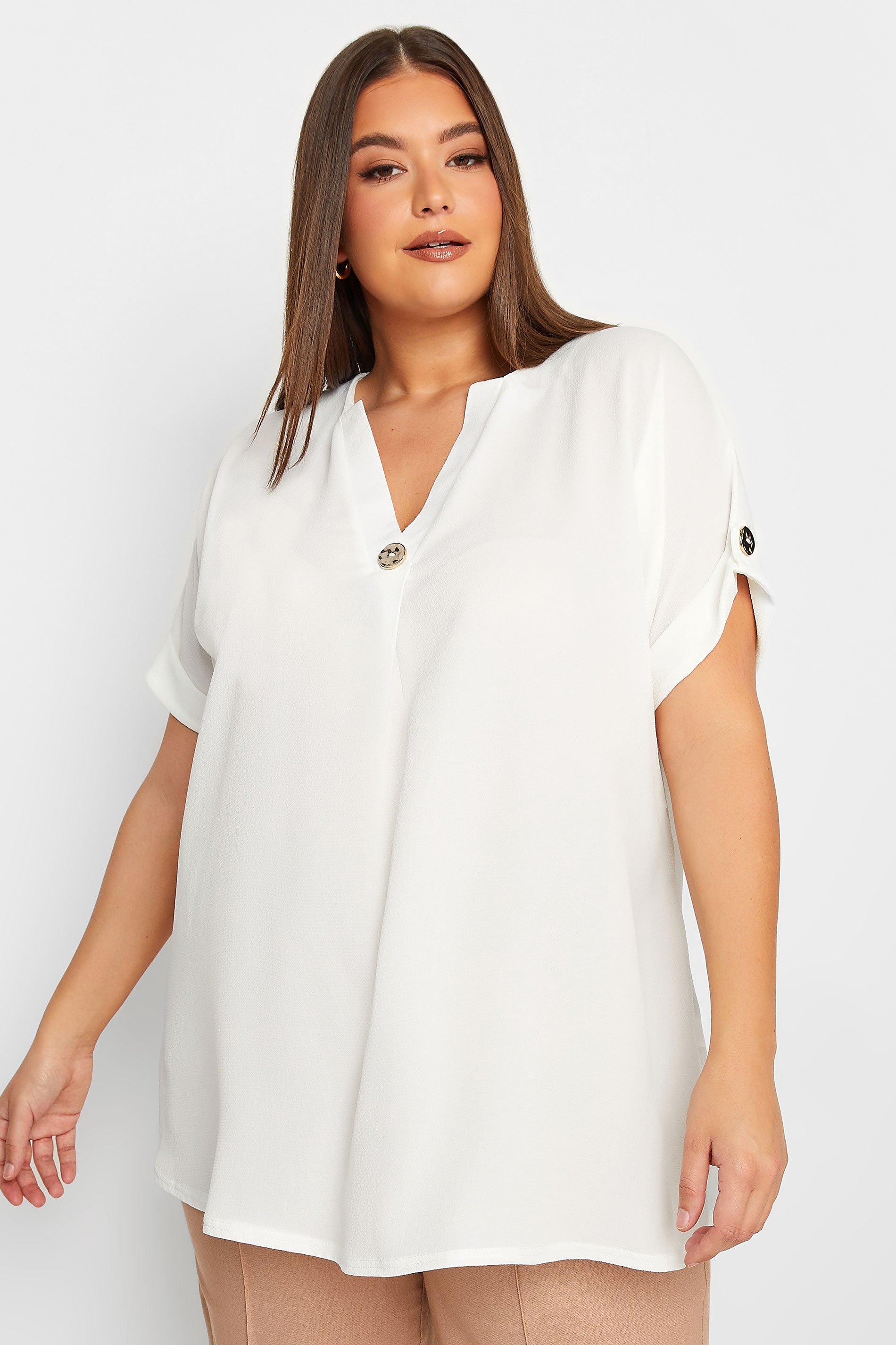 YOURS Curve Plus Size White Button Front Blouse | Yours Clothing  2