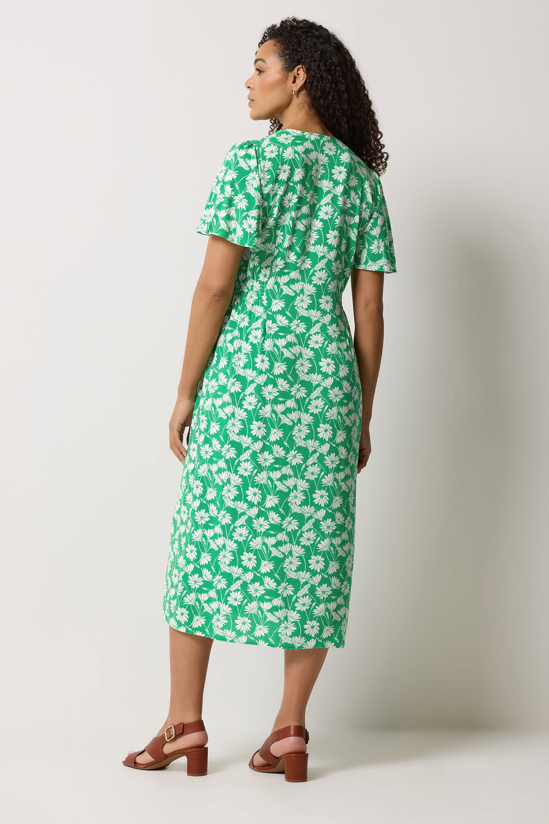 M&Co Green Daisy Print Midi Tea Dress | M&Co 2