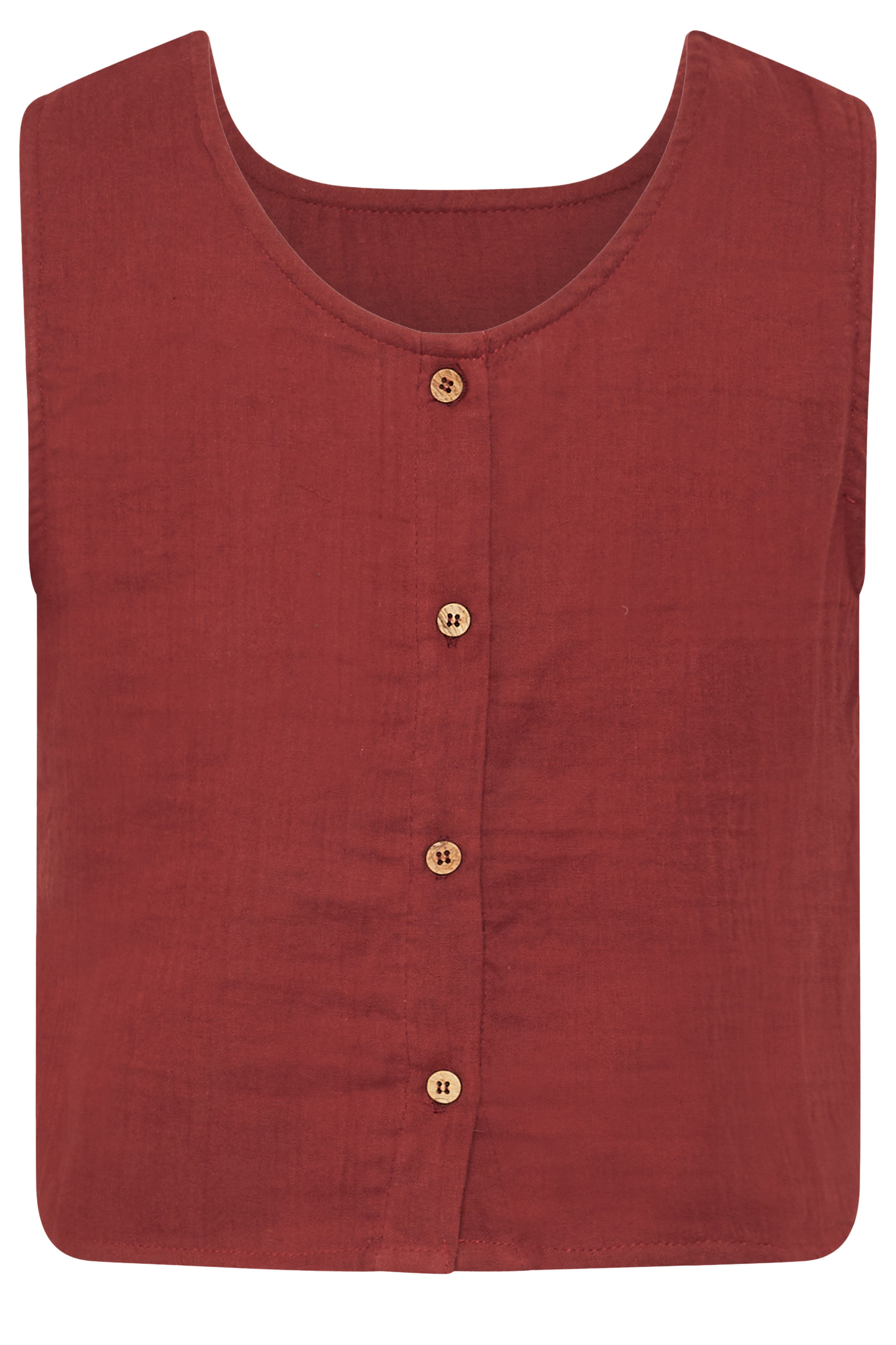 PixieGirl Petite Women's Brick Red Cotton Cheesecloth Top | PixieGirl 6