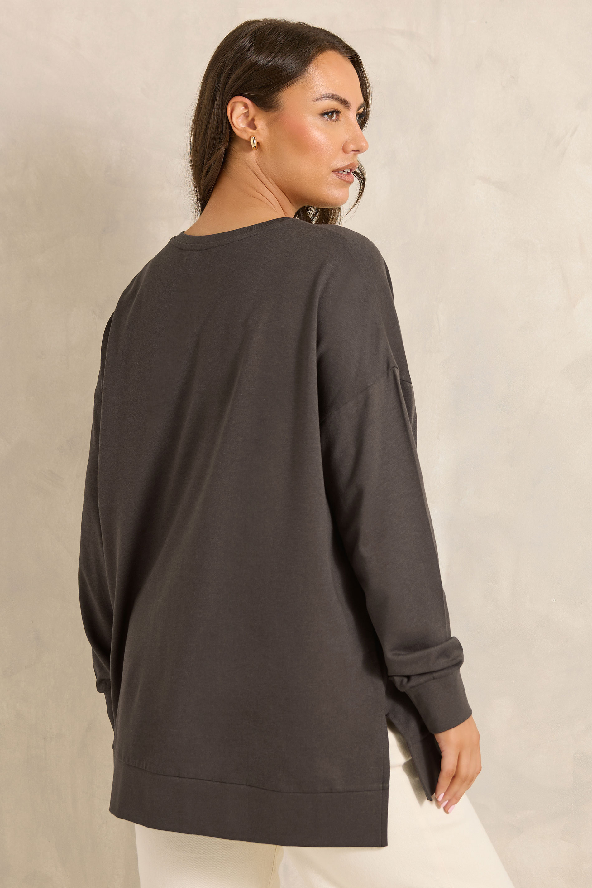 EVANS Plus Size Chocolate Brown Luxe Sweatshirt | Evans 2