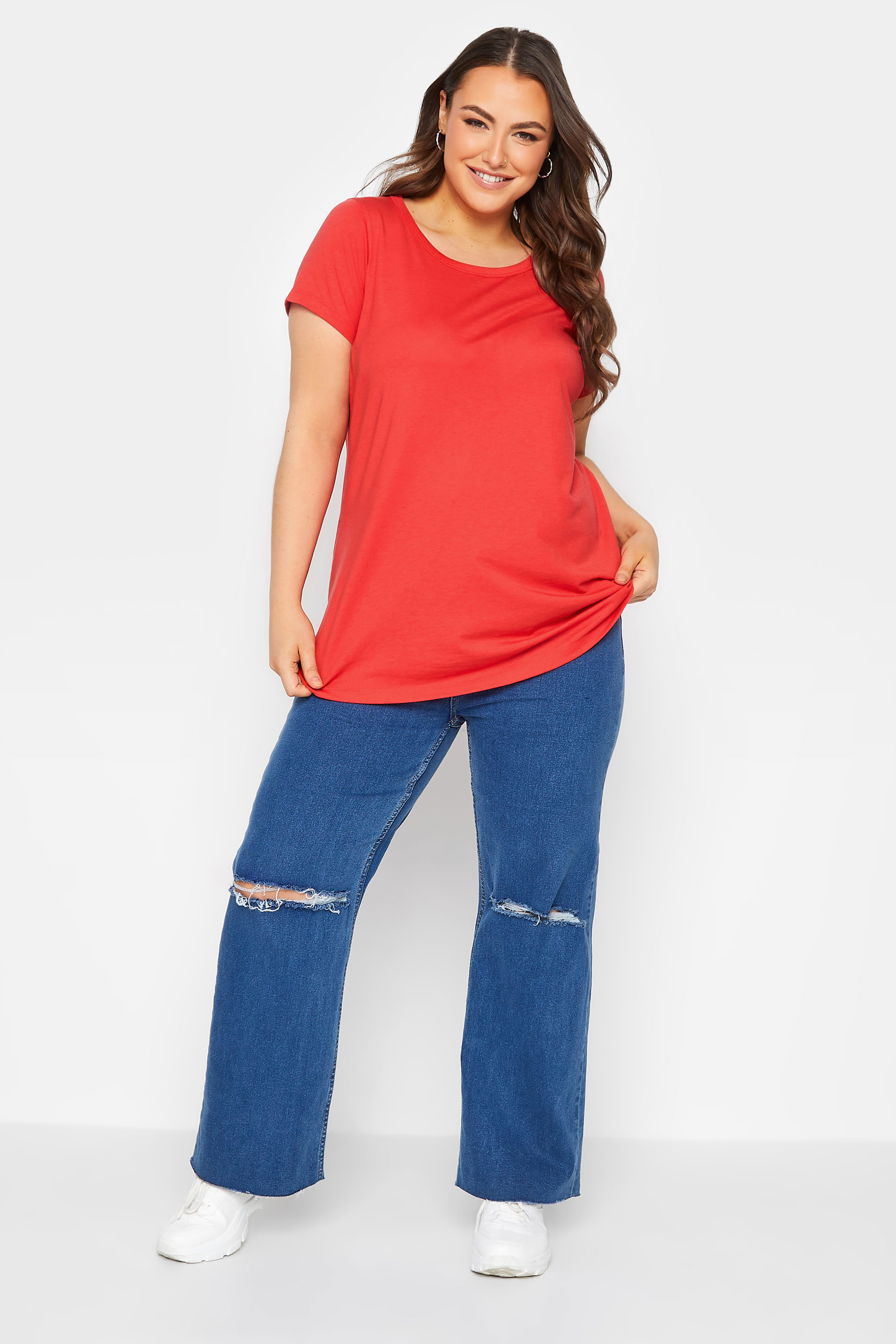 YOURS Plus Size Curve Red Essential Short Sleeve T-Shirt | Yours Clothing 2