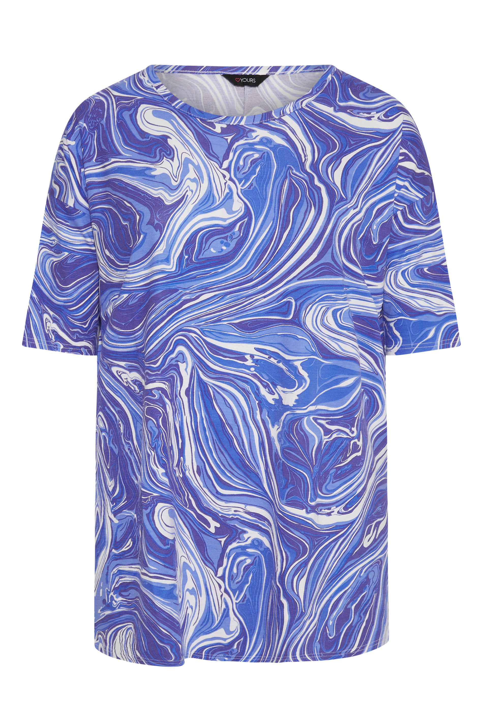 Grande taille  Tops Grande taille  T-Shirts | T-Shirt Bleu Roi Design Marbré Oversize - MW75167
