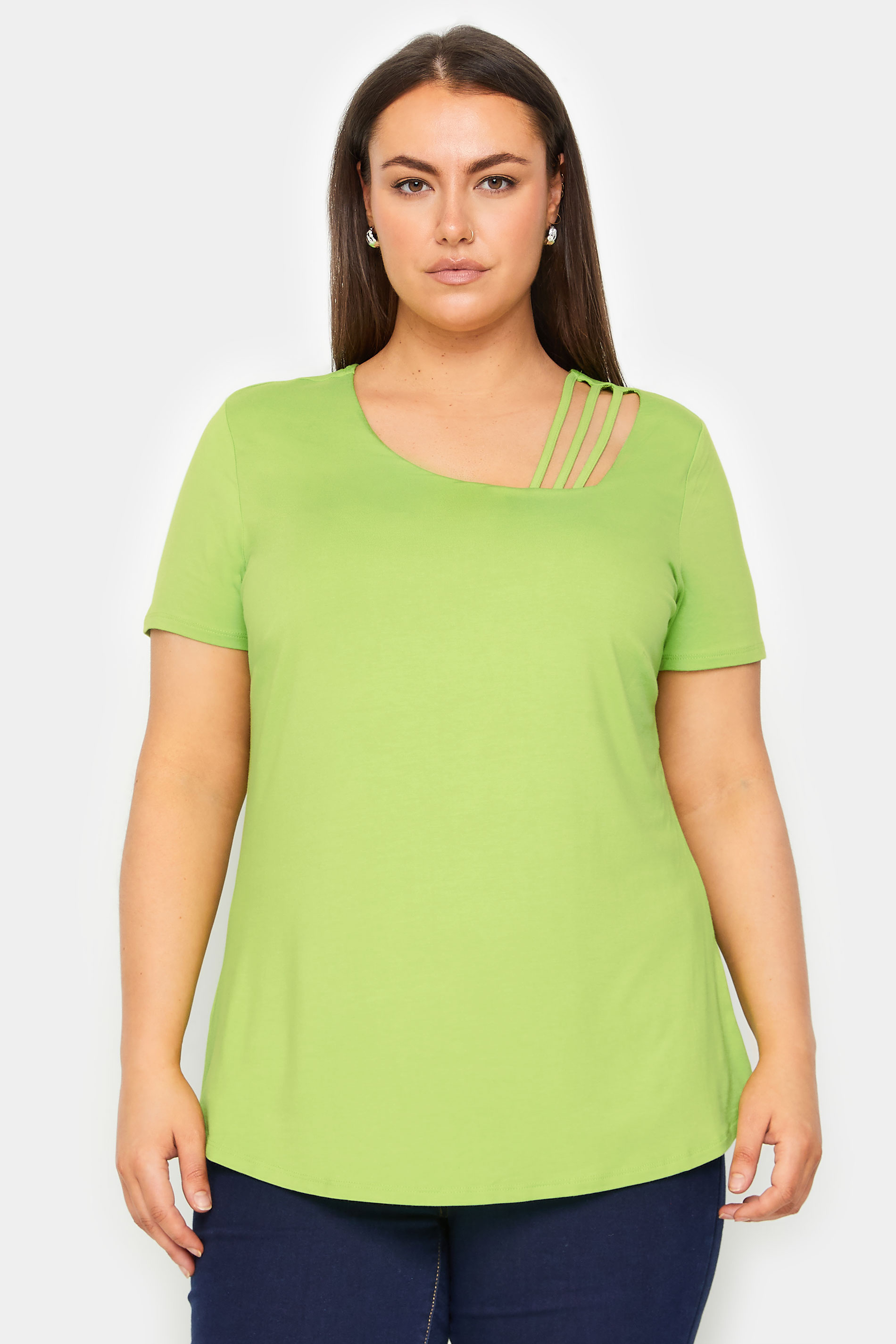 Evans Lime Green Cut Out T-Shirt 1