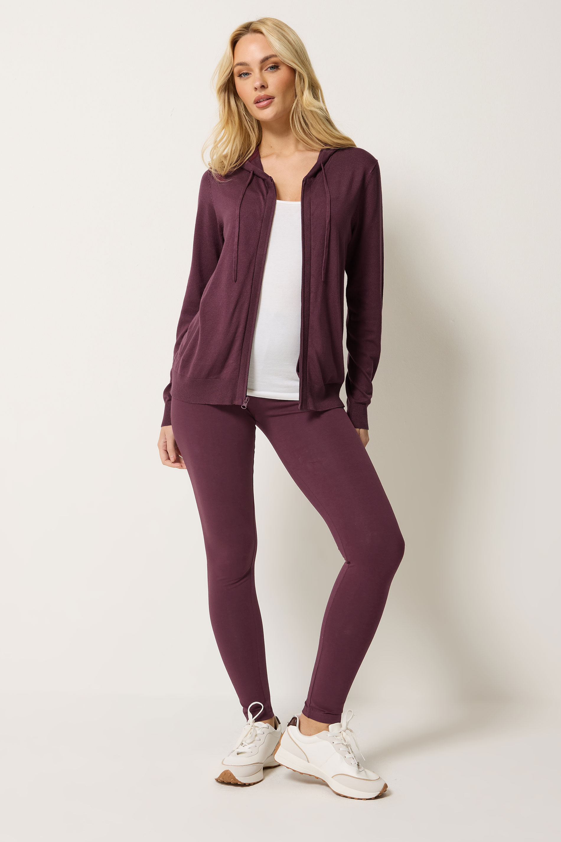 M&Co Berry Purple Stretch Leggings | M&Co 1