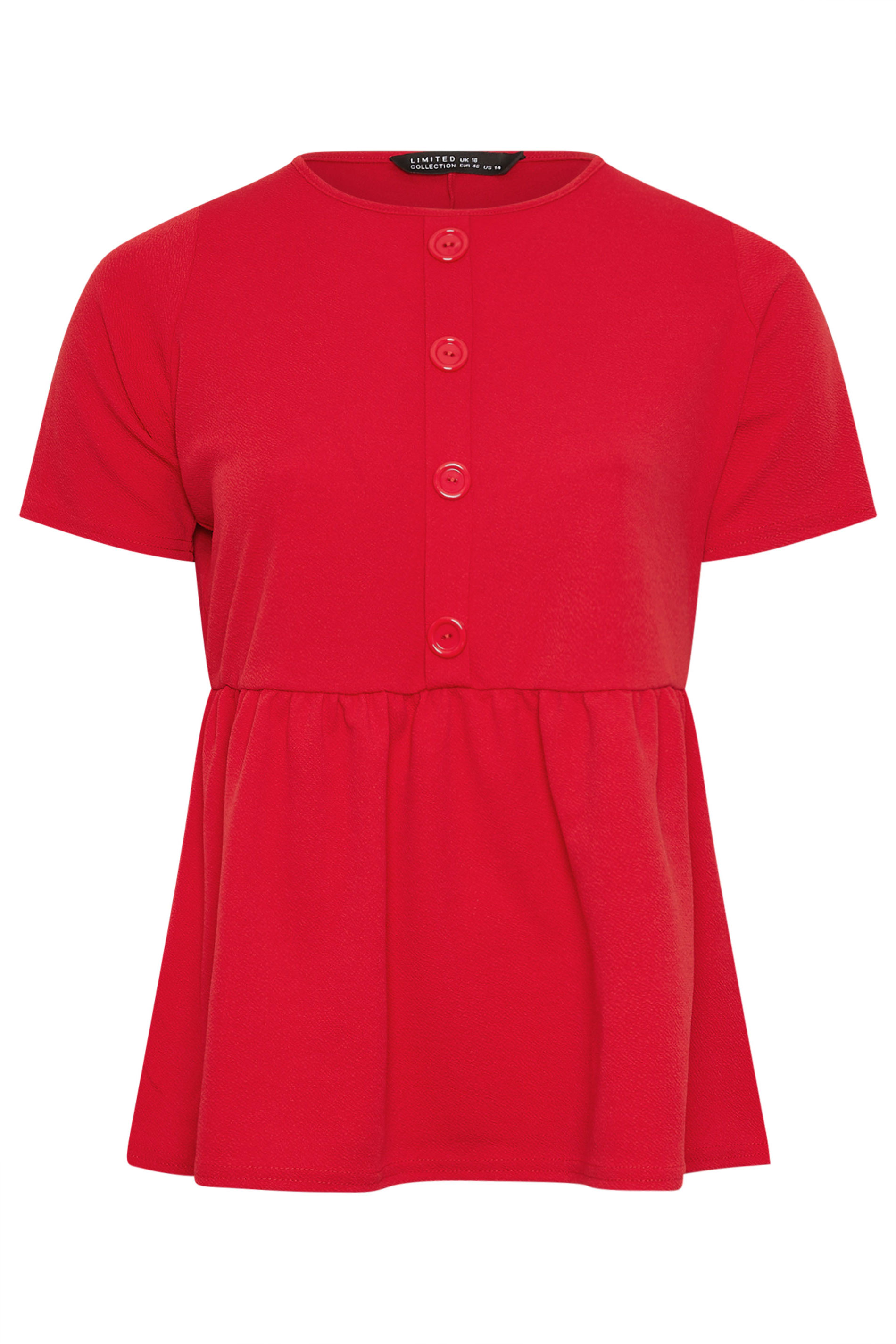 LIMITED COLLECTION Plus Size Red Peplum Top | Yours Clothing 5