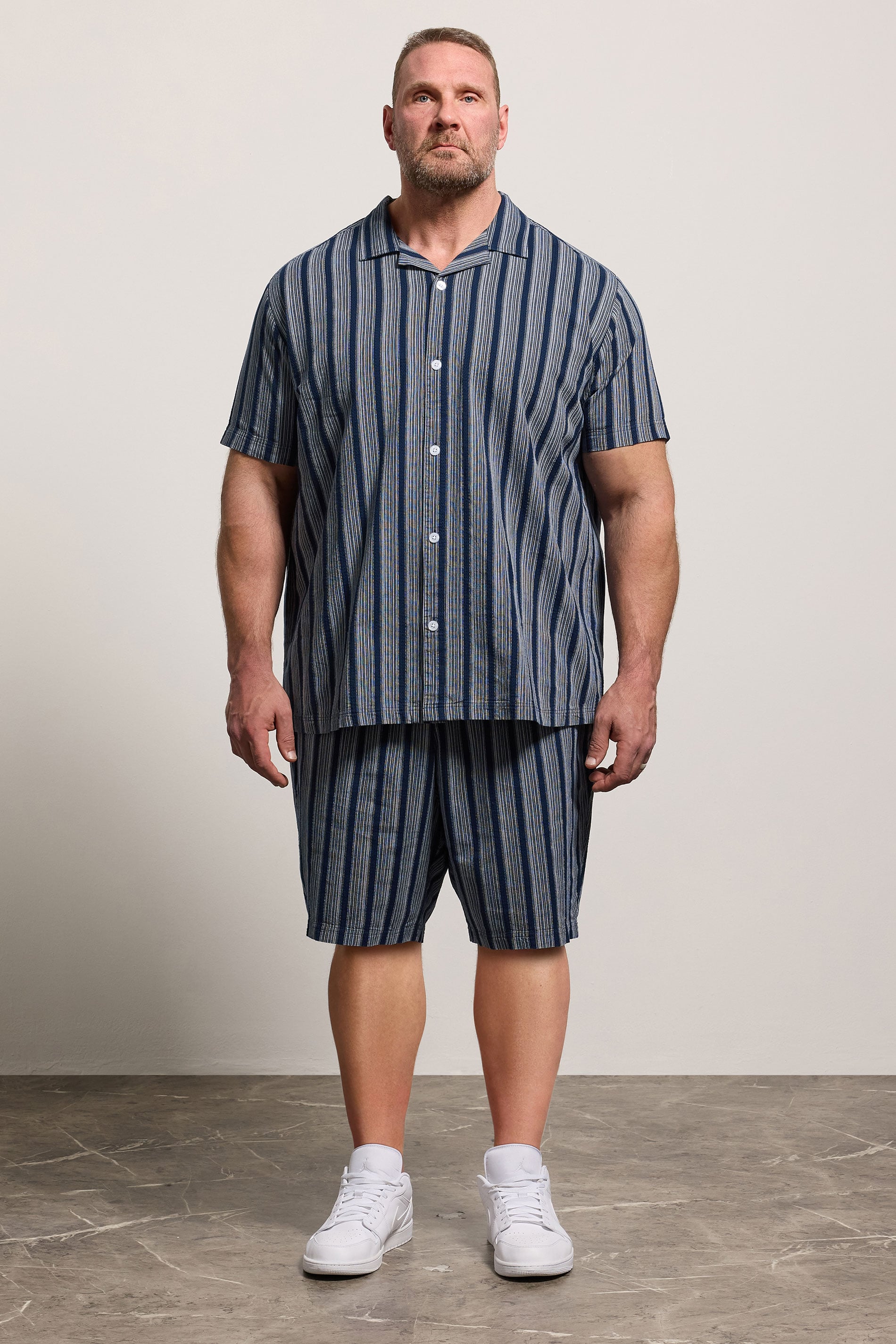 BadRhino Big & Tall Navy Blue & White Stripe Shirt | BadRhino 2