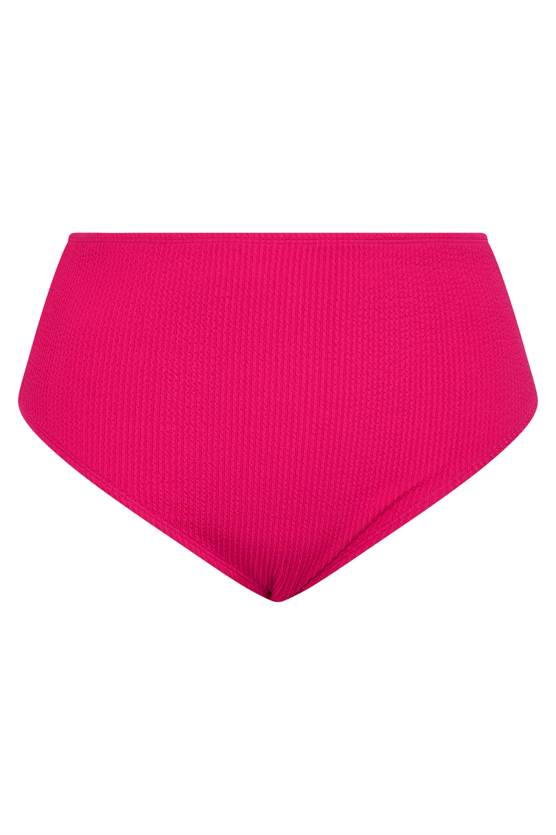 Plus Size Hot Pink Textured High Waisted Tummy Control Bikini Briefs | Yours Clothing 3