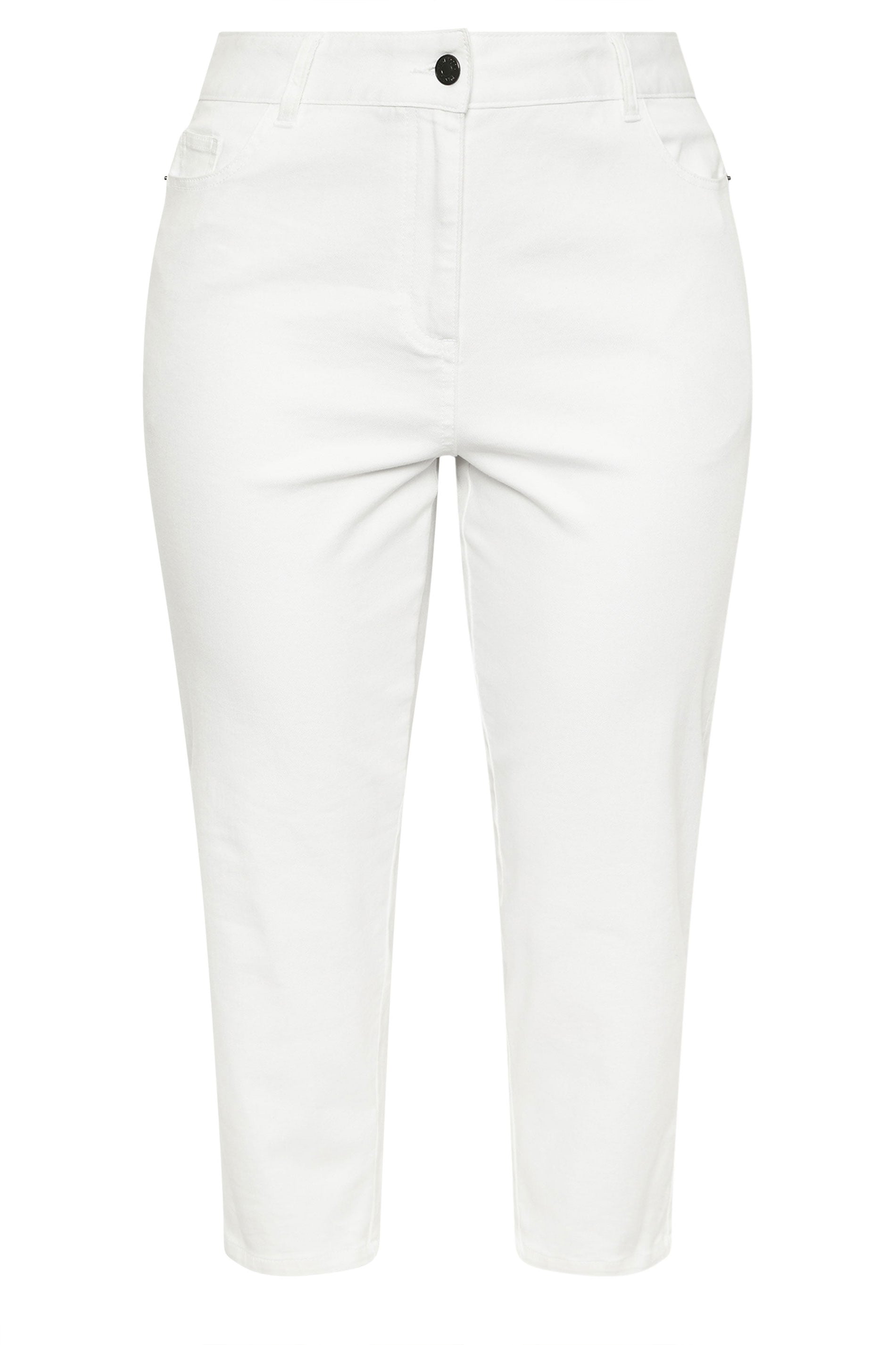 EVANS Plus Size Fit White Cropped Straight Leg Jeans | Evans 5