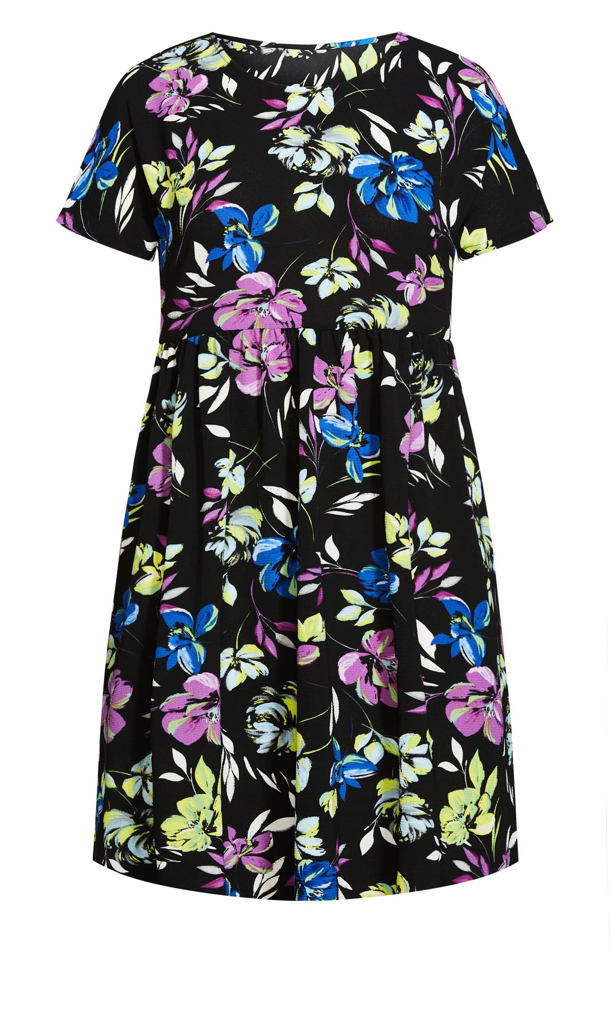 Evans Black & Bright Floral Print Smock Dress 3