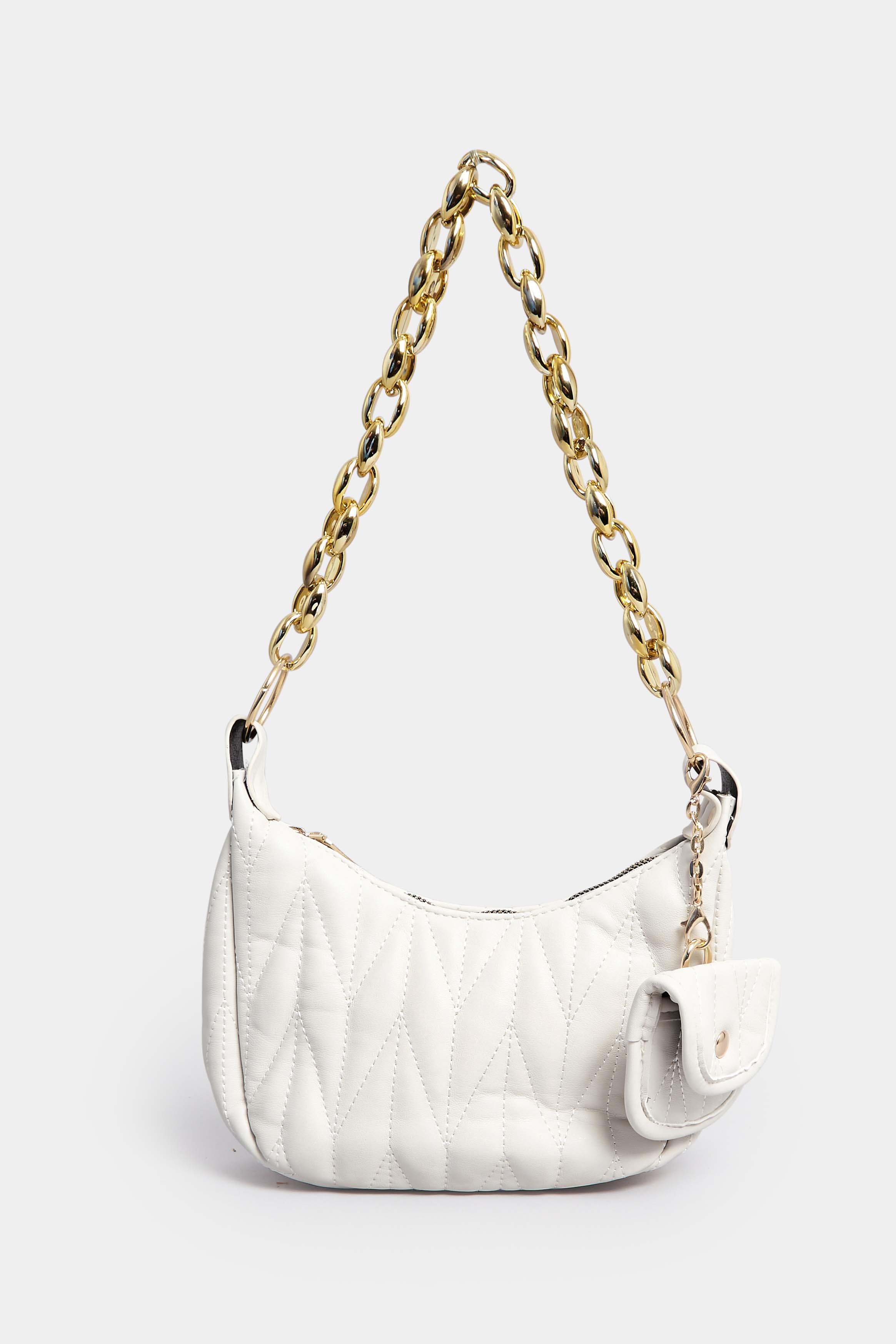 White Genuine Leather Flap Quilted Bag Crossbody Chain Bags | Baginning