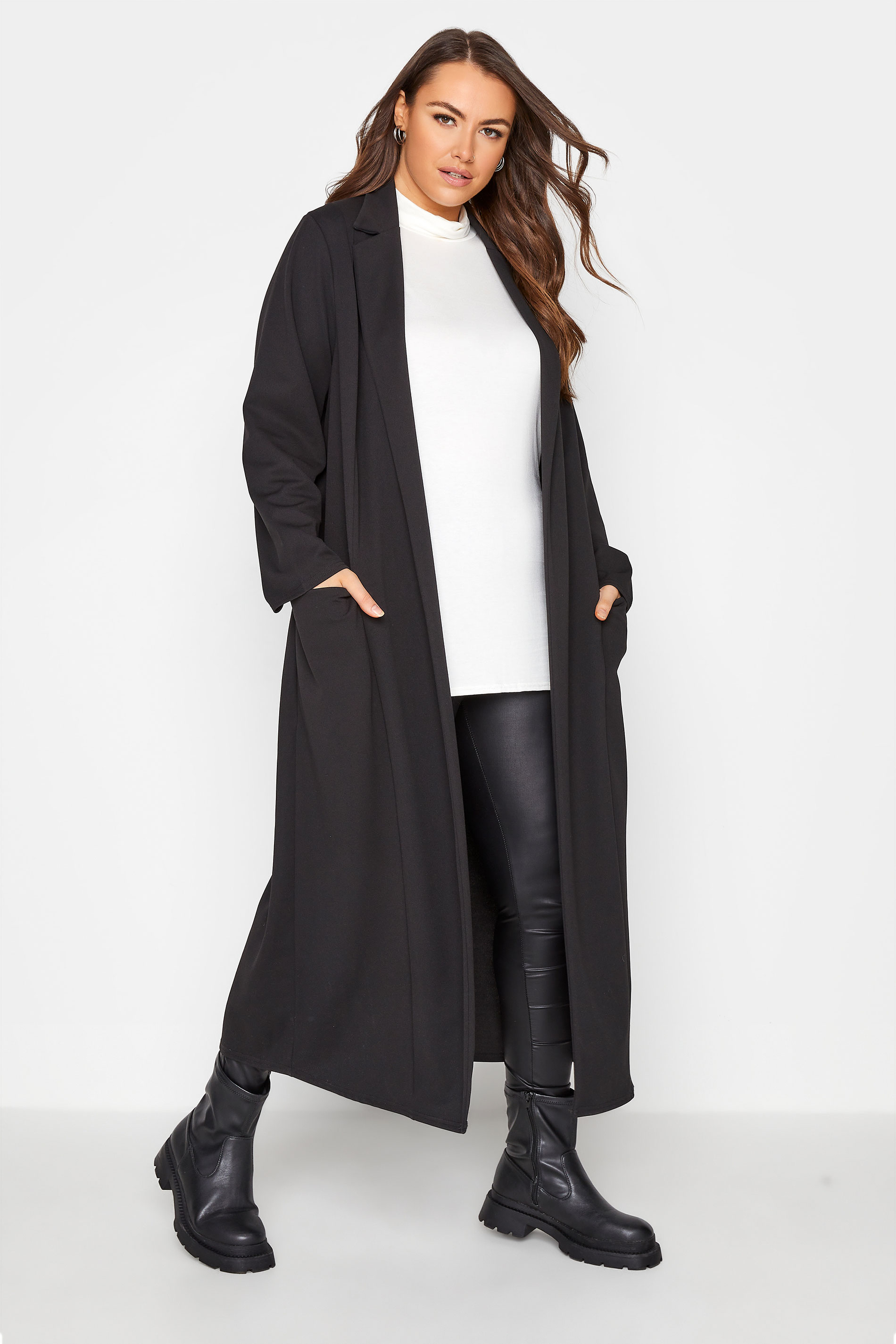Plus Size Black Longline Maxi Blazer | Yours Clothing 1