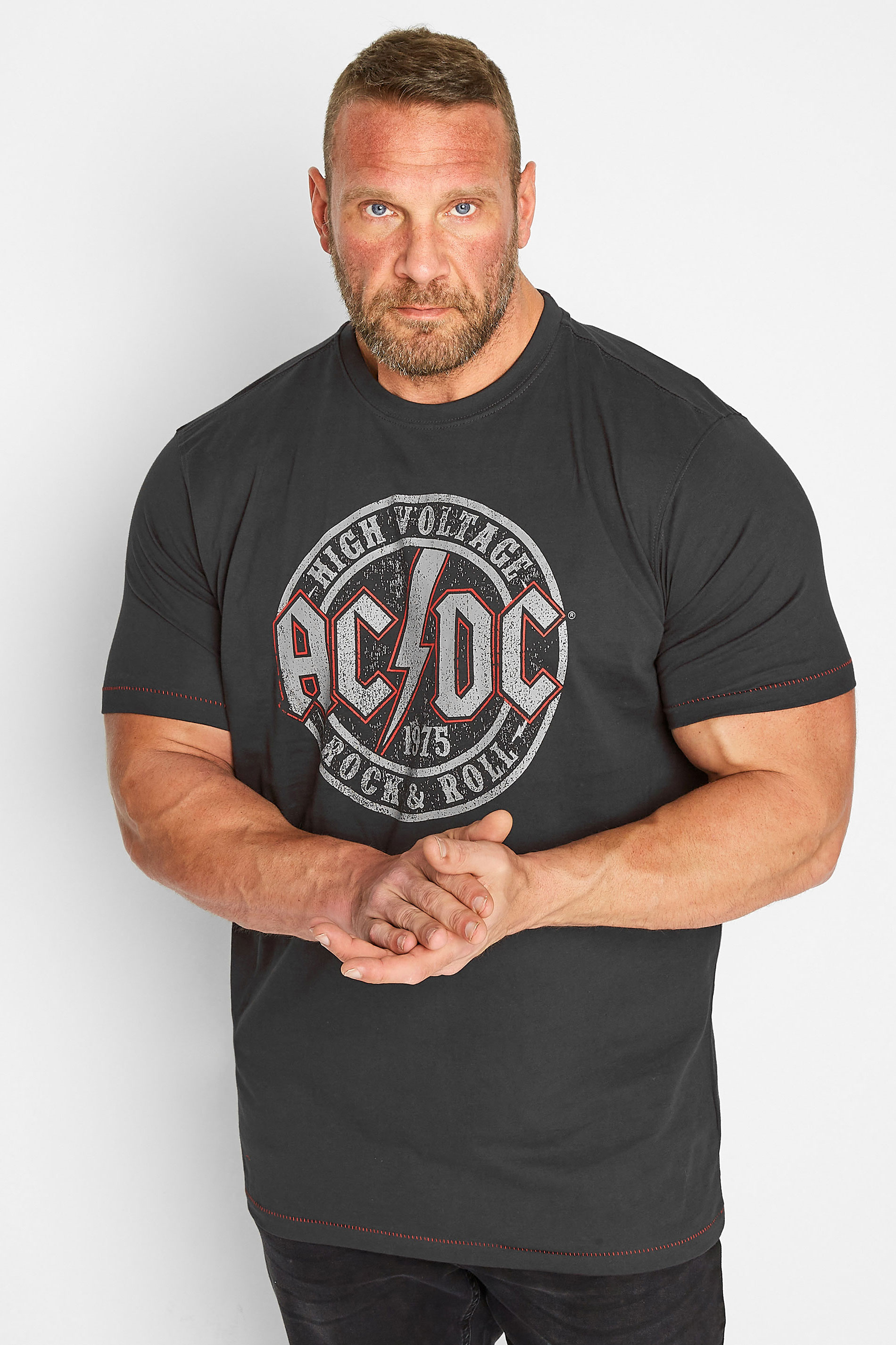 D555 Big & Tall Black ACDC Printed T-Shirt | BadRhino 1