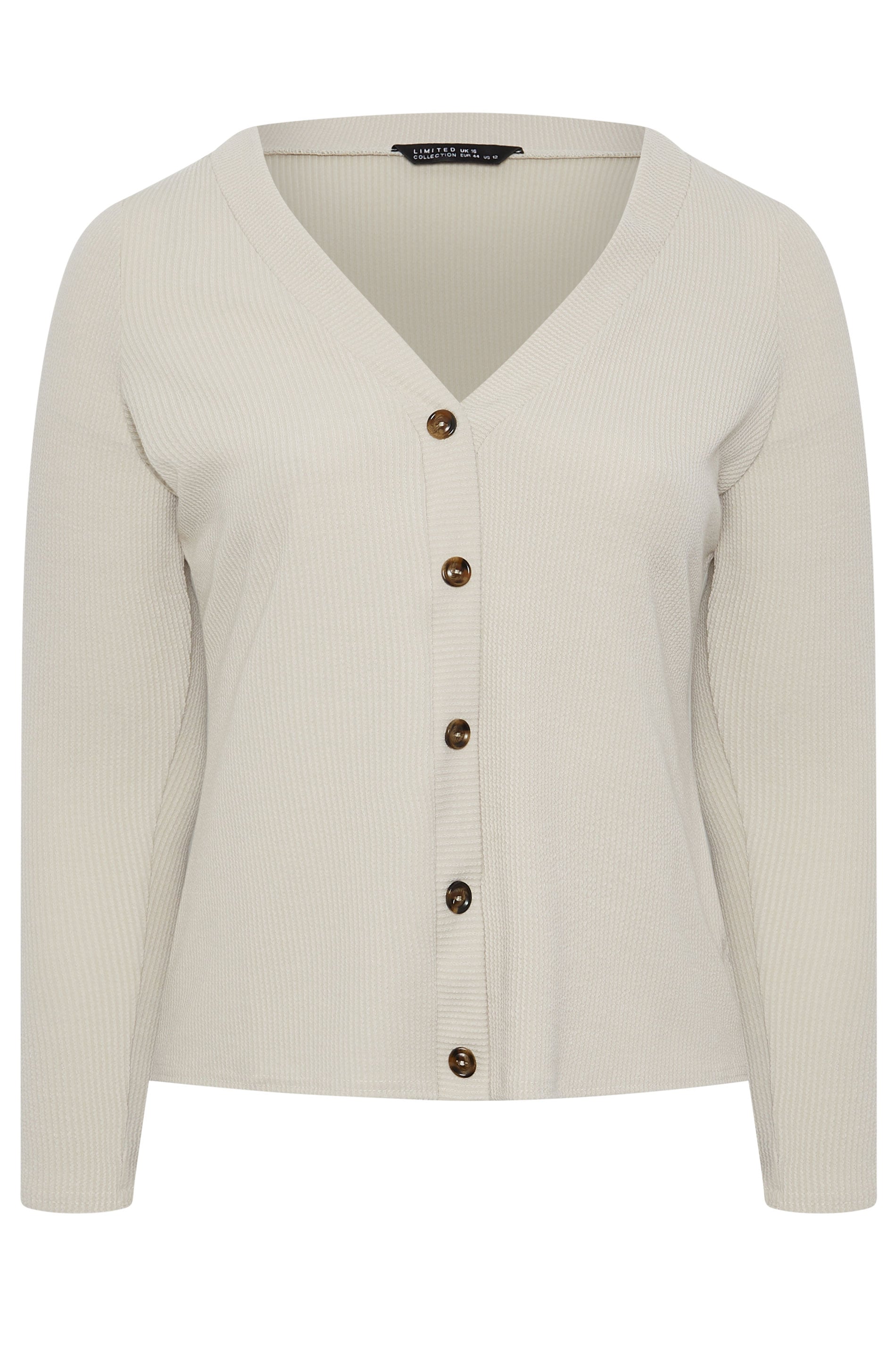 LIMITED COLLECTION Plus Size Beige Ribbed Button Cardigan | Yours Clothing 5