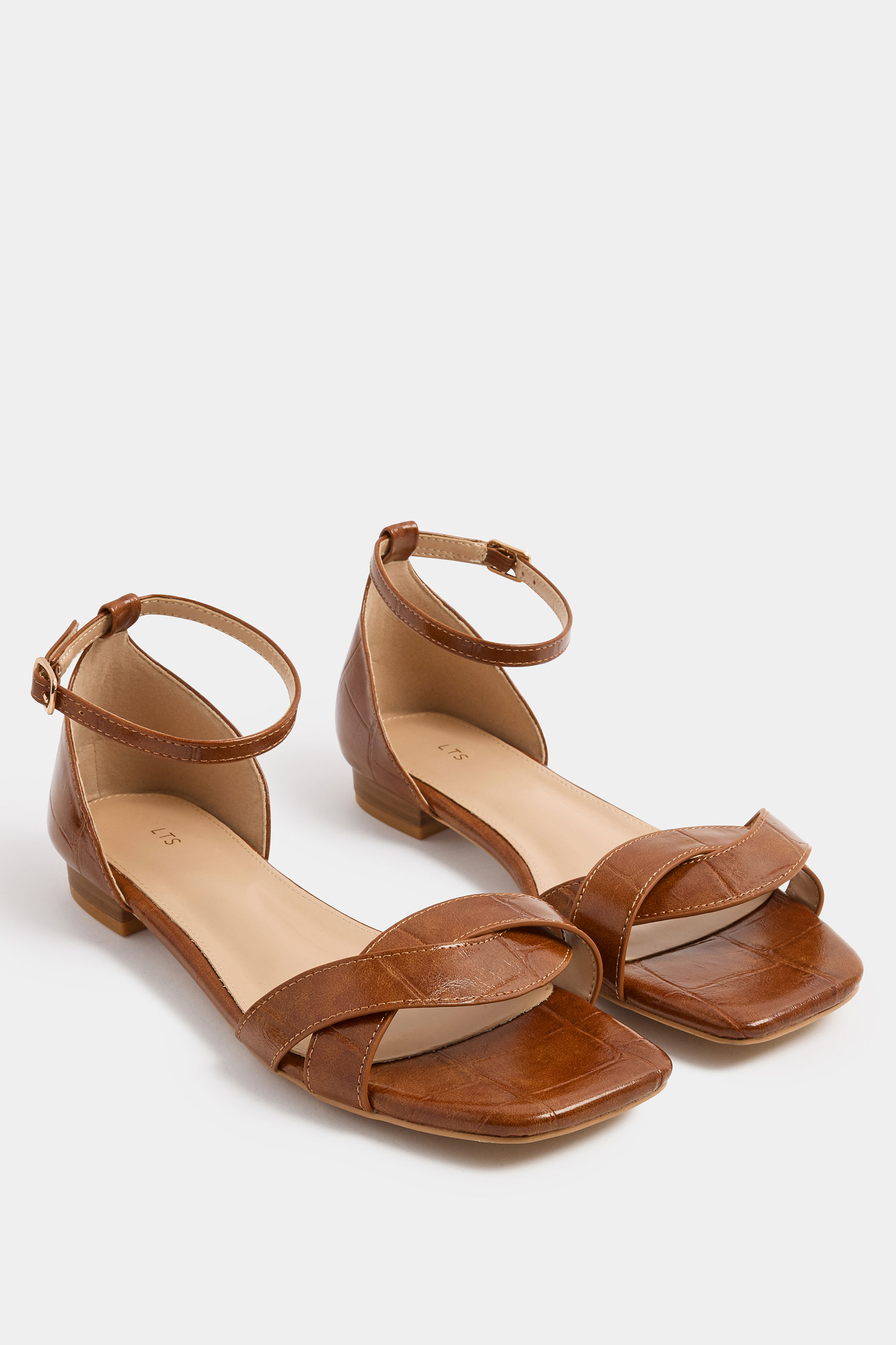 LTS Brown Twisted Low Heel Sandals In Standard Fit | Long Tall Sally 3
