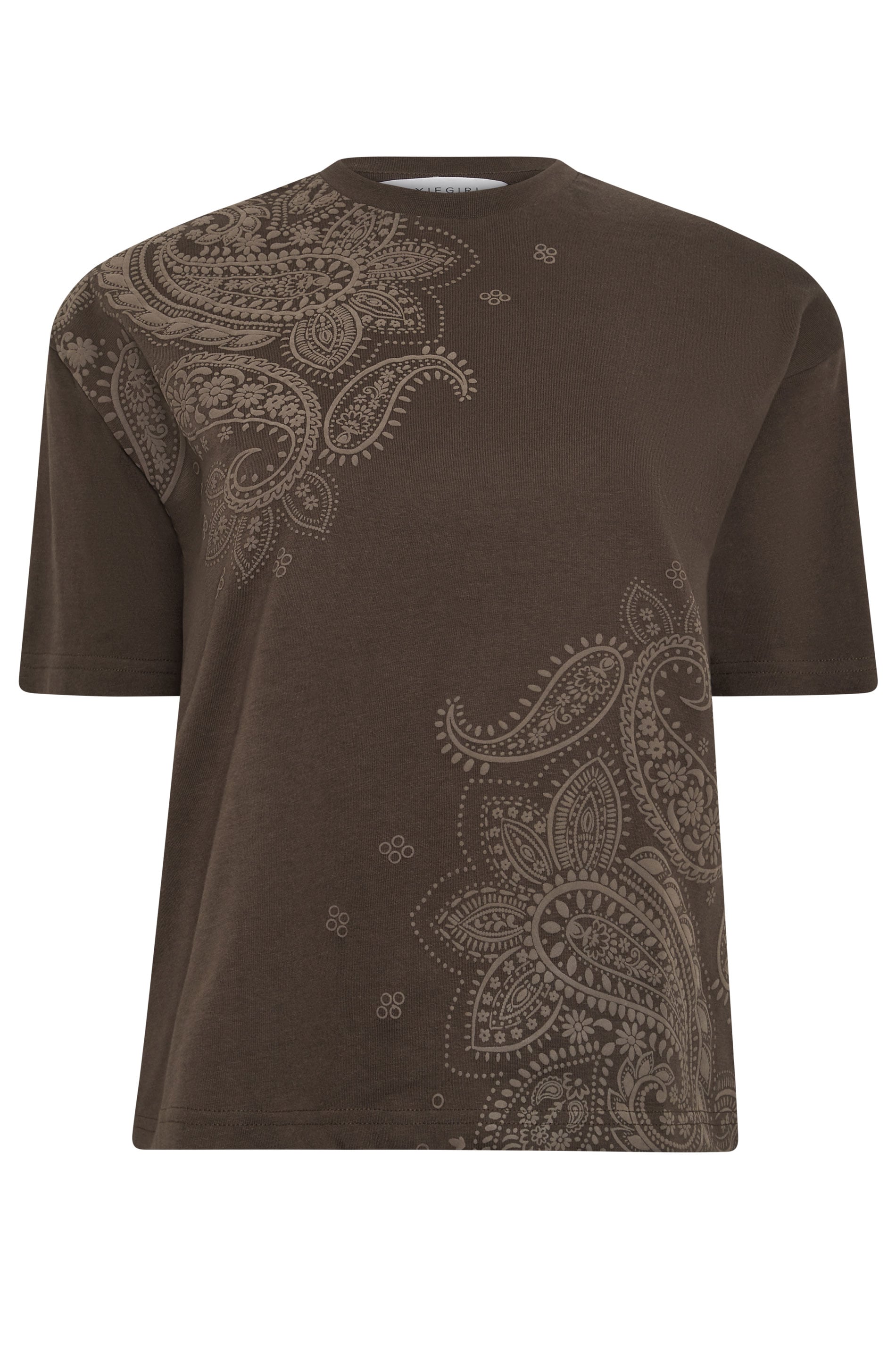 PixieGirl Petite Women's Chocolate Brown Paisley Cotton T-Shirt | PixieGirl 5
