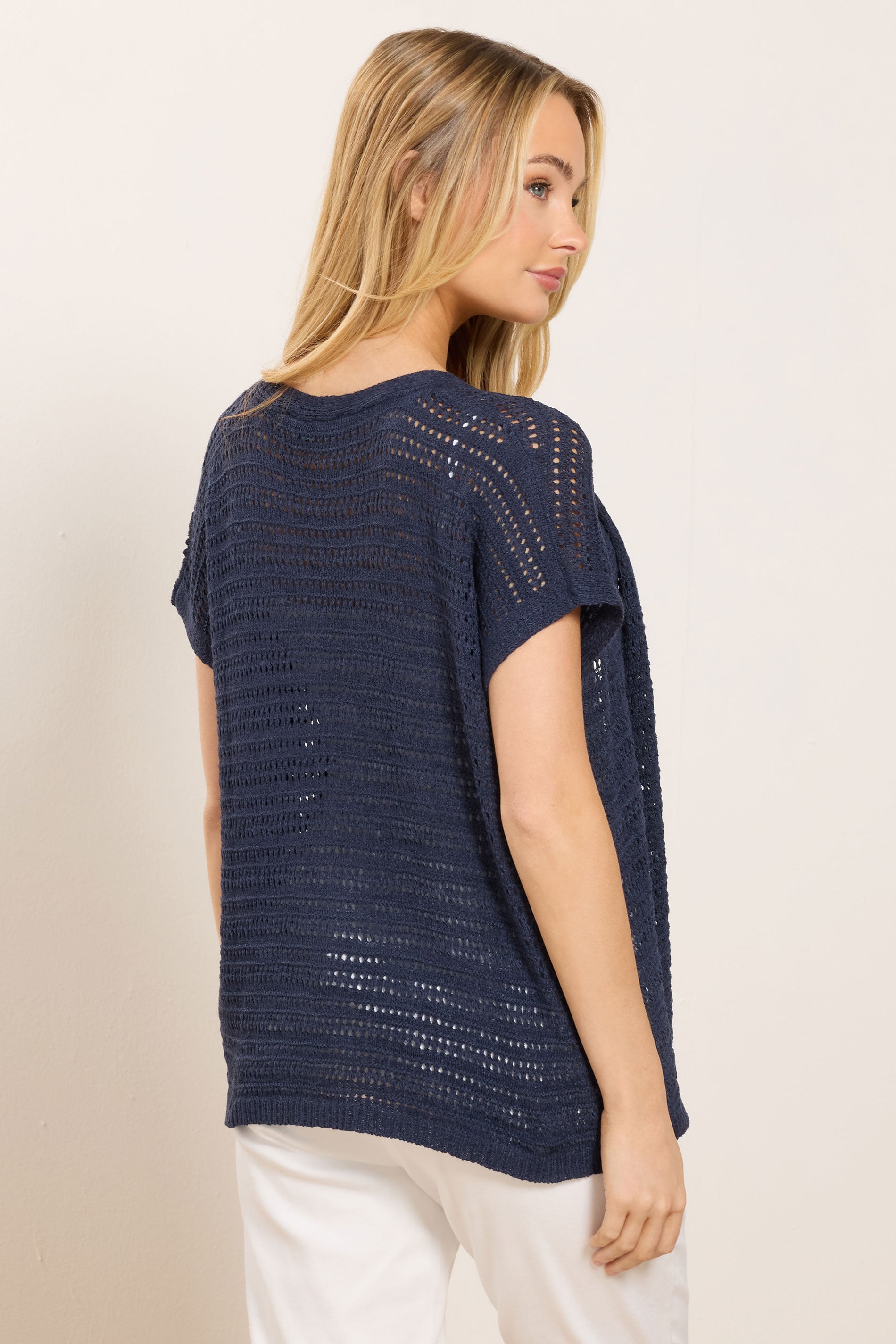 M&Co Navy Blue Short Sleeve Cardigan | M&Co 2