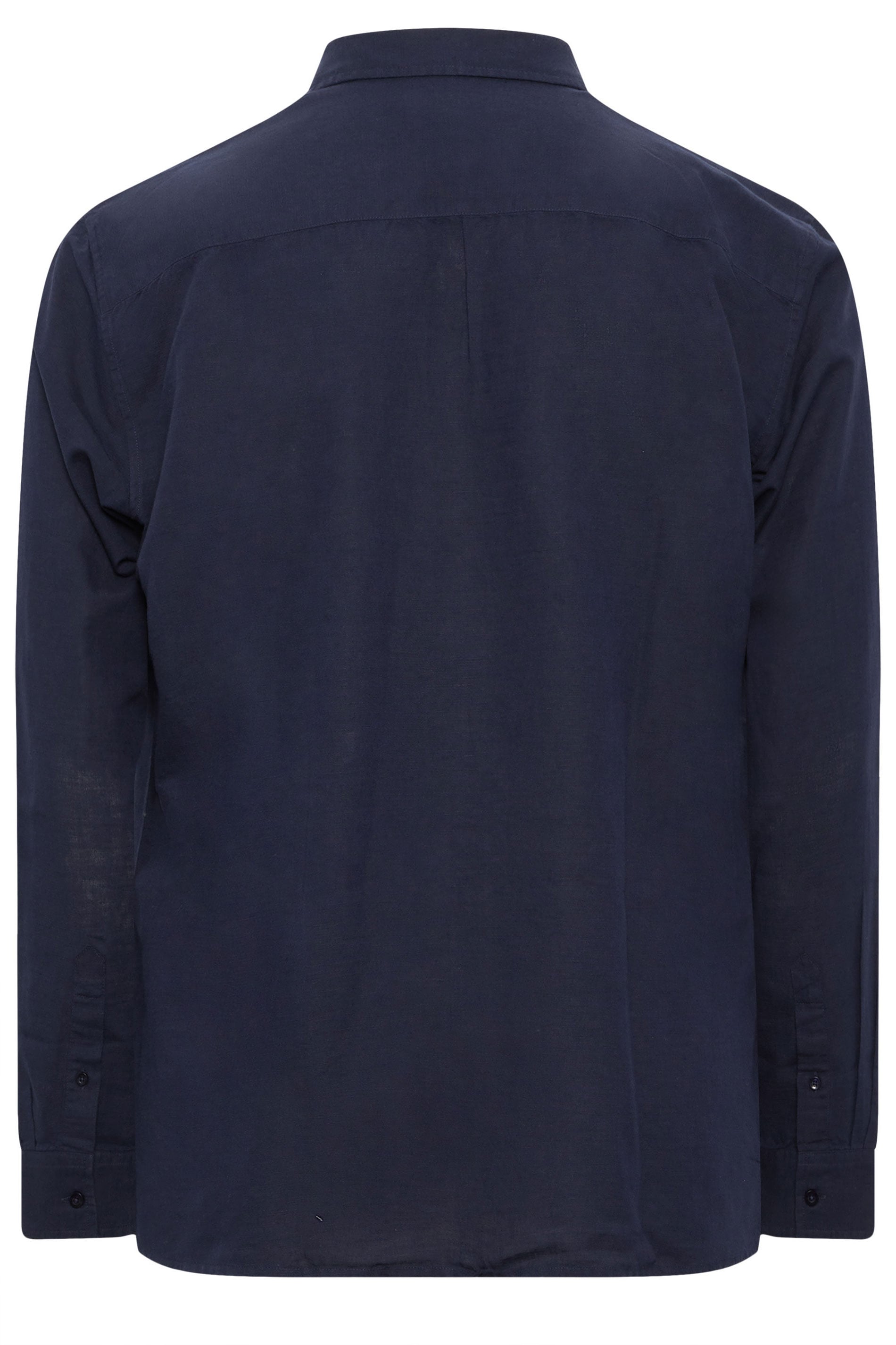 BadRhino Big & Tall Navy Blue Long Sleeve Linen Blend Shirt | BadRhino 6