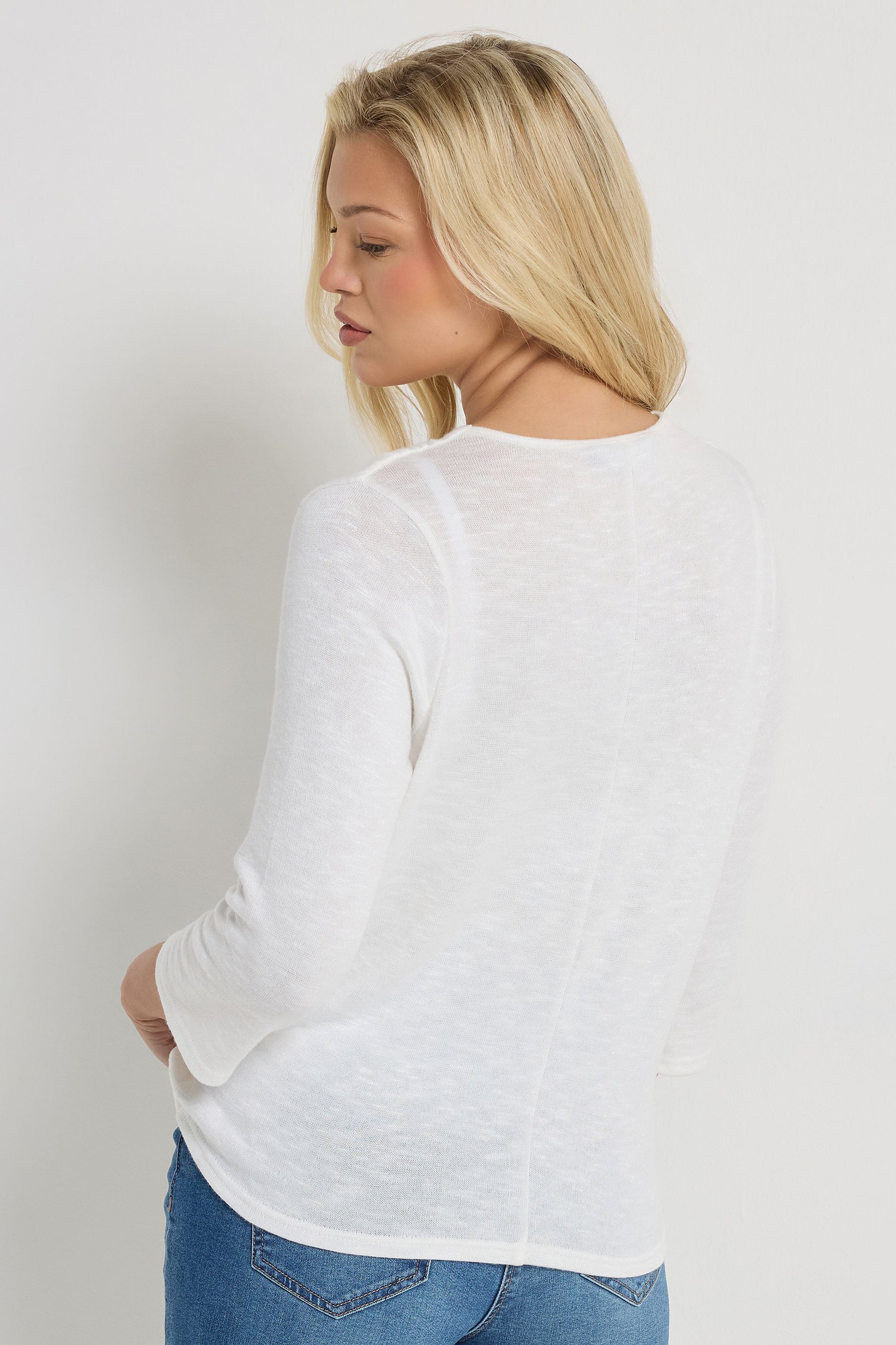 M&Co Ivory White Long Sleeve Wrap Top | M&Co 2