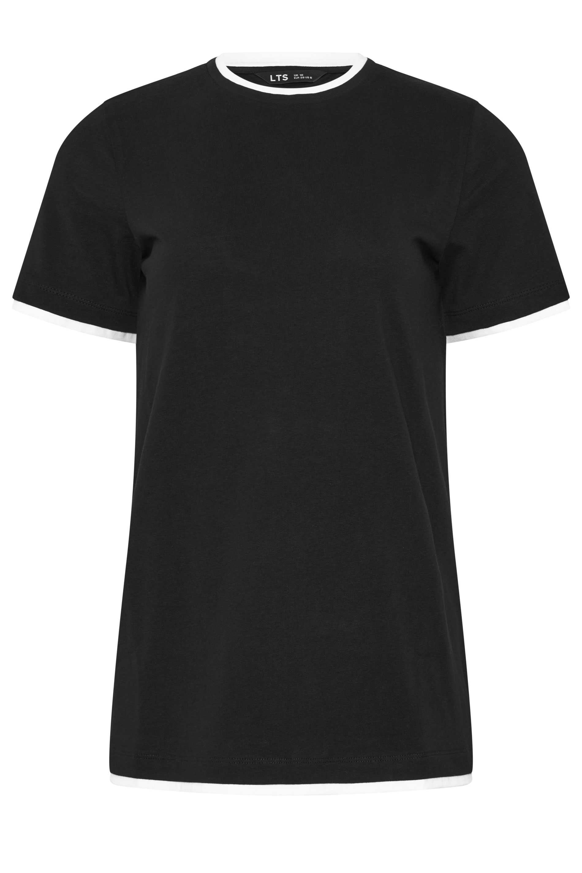 LTS Tall Black Layered Trim T-Shirt | Long Tall Sally 5
