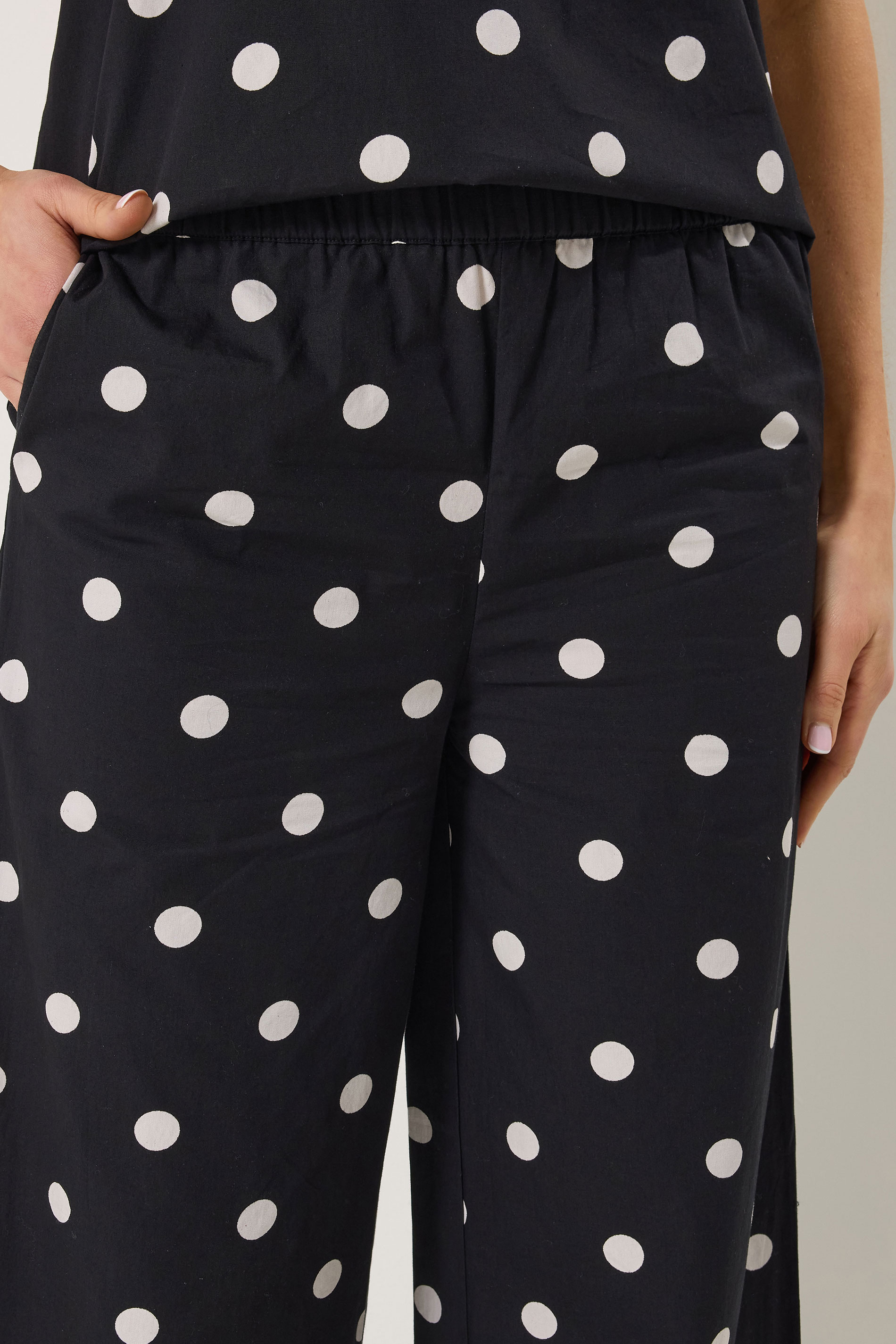 LTS Tall Women's Set Black Polka Dot Print Vest Top & Trousers | Long Tall Sally 6