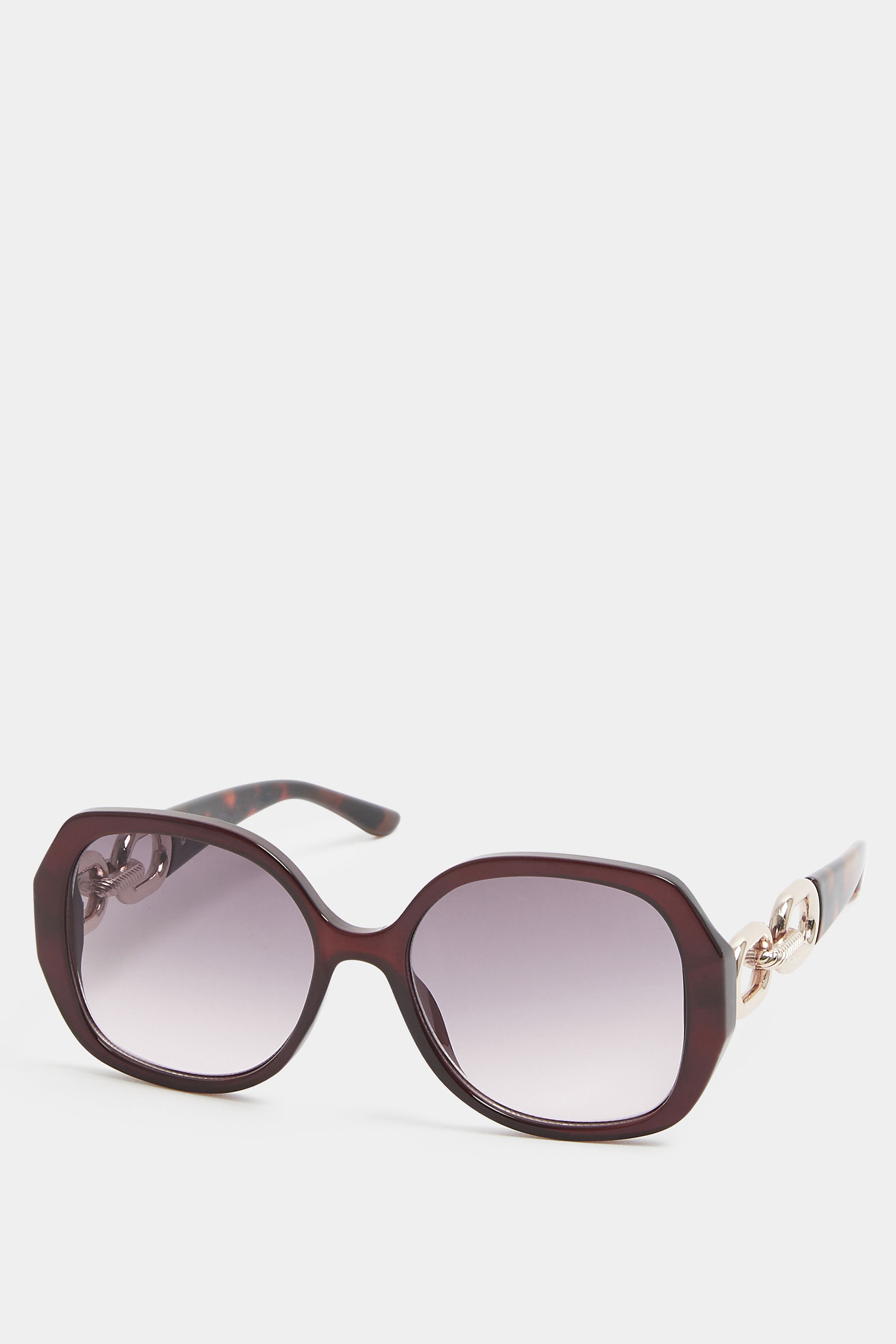 Brown Chain Oversized Sunglasses | Yours Clothing 2