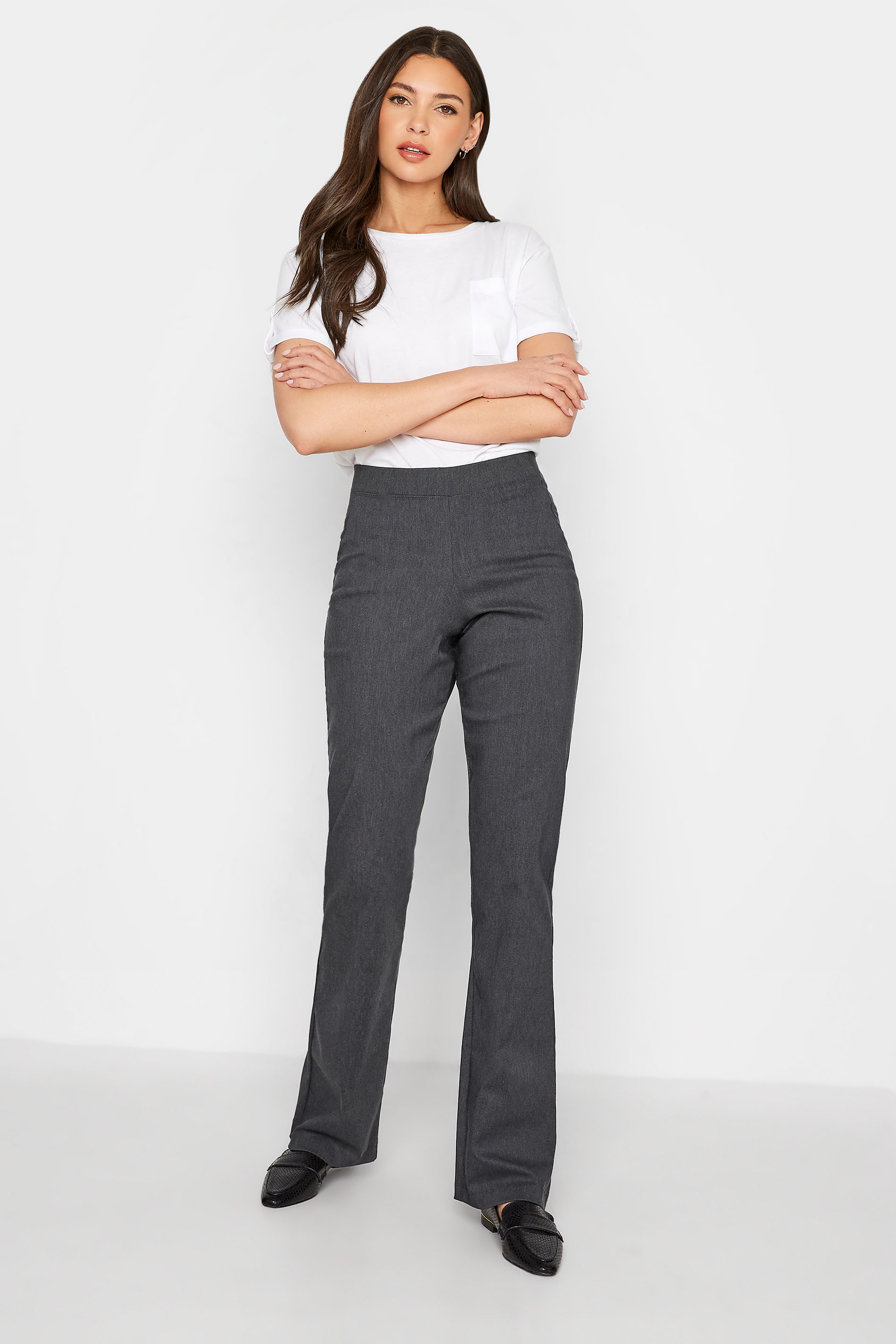 Tall Women's LTS Charcoal Grey Stretch Bootcut Trousers | Long Tall Sally  2