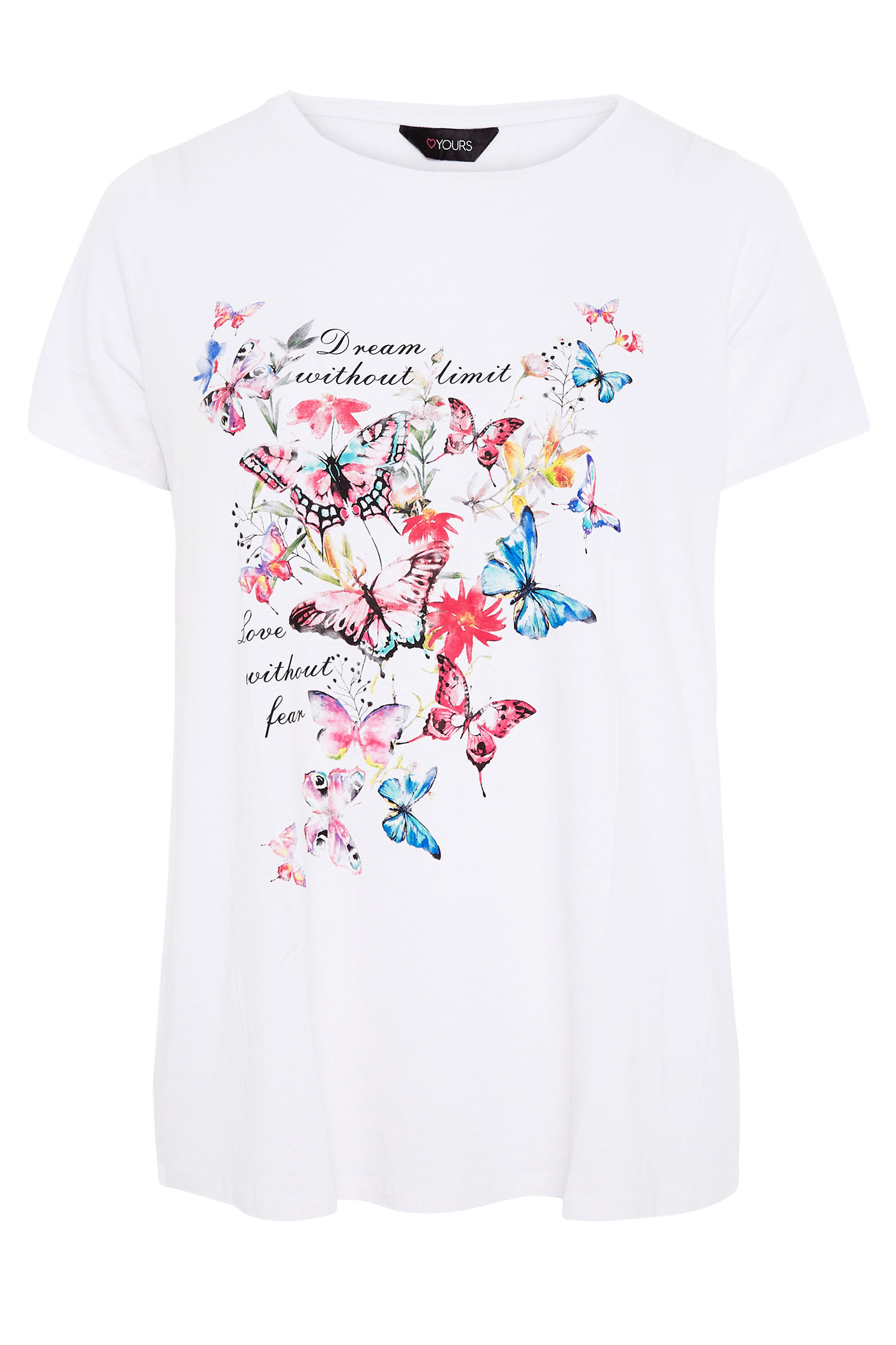 Plus Size White Butterfly Print T-Shirt | Yours Clothing