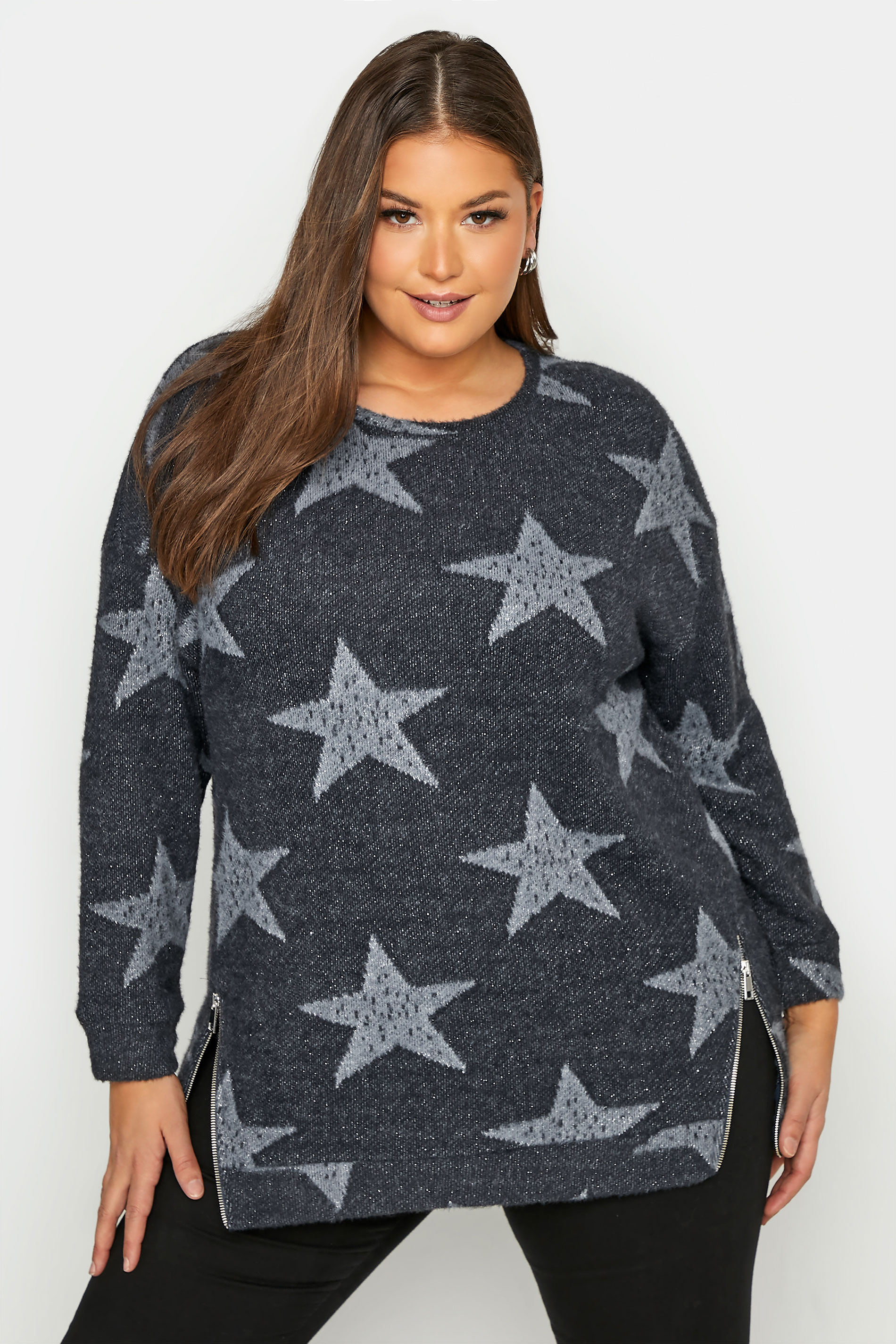 Navy Star Print Zip Detail Sweatshirt_A.jpg