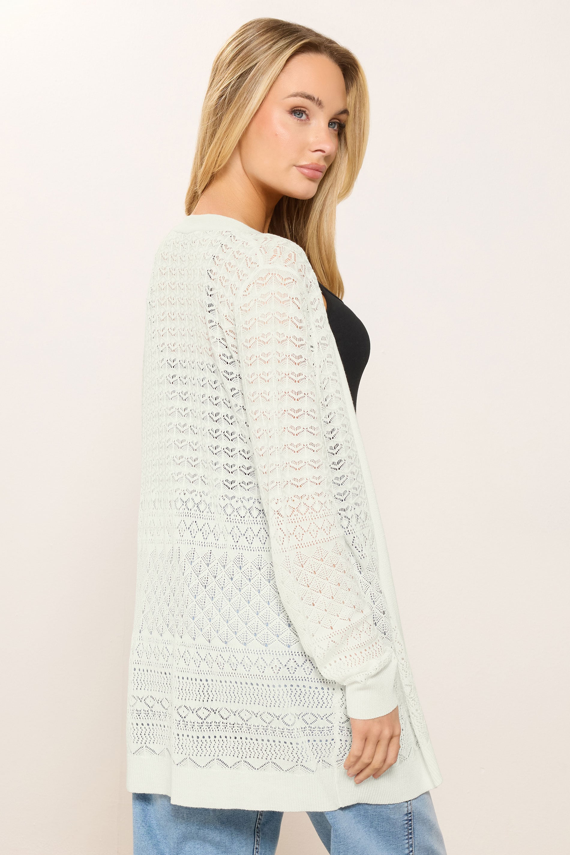 M&Co Black Pointelle Detail Knit Cardigan | M&Co 2