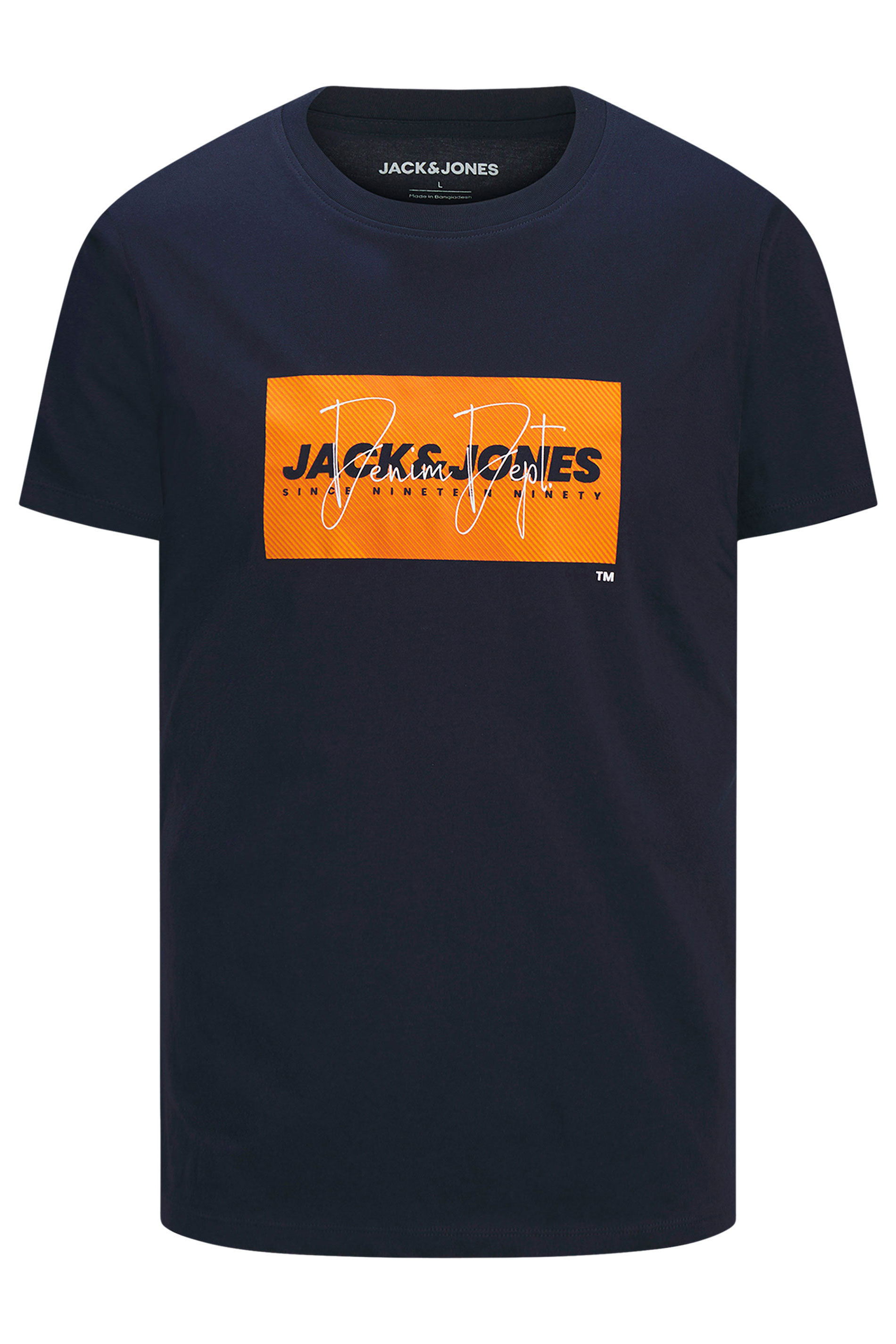 JACK & JONES Big & Tall Navy Blue Logo Graphic T-Shirt | BadRhino 2