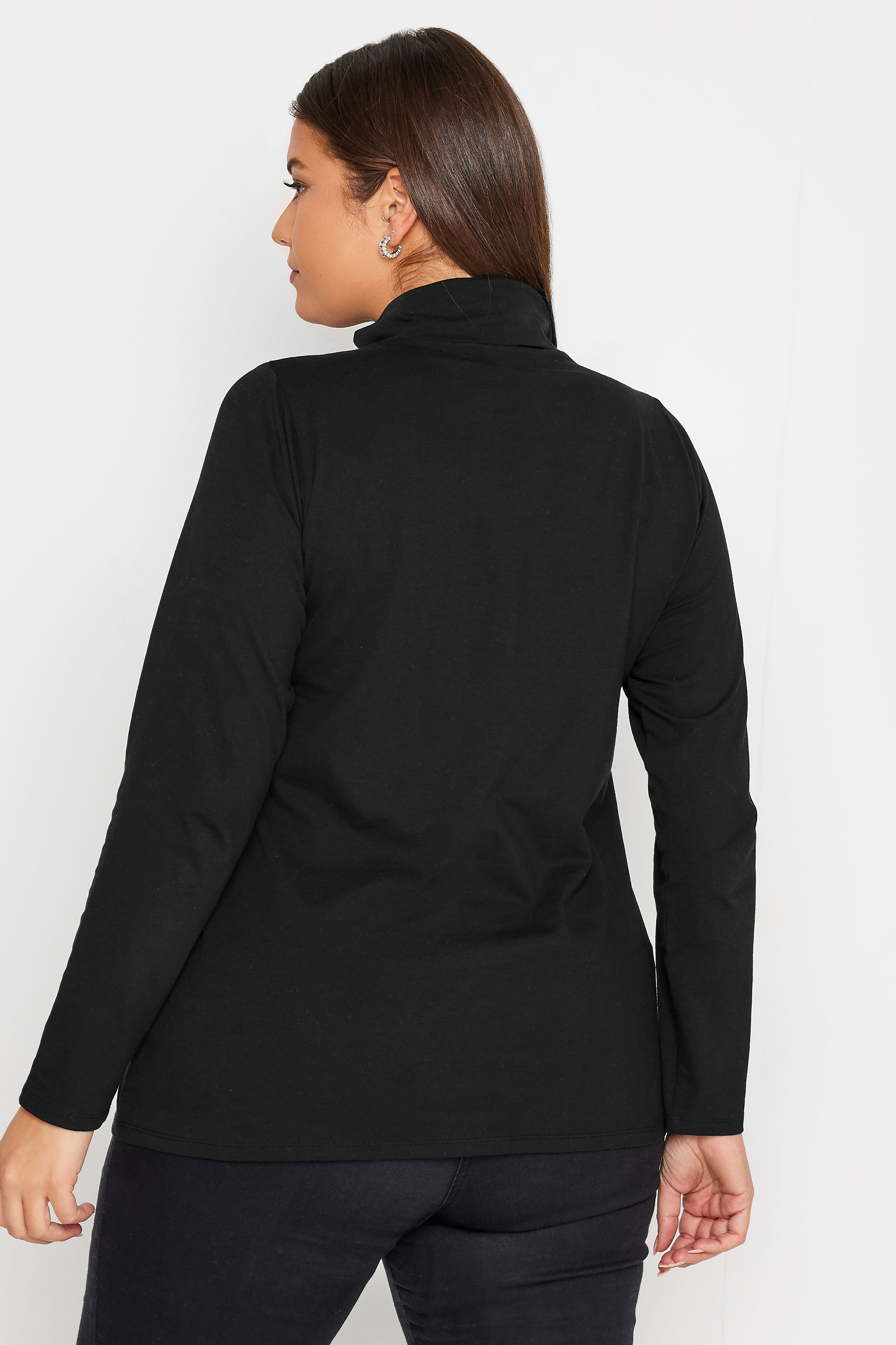 YOURS Plus Size Black Long Sleeve Turtle Neck Top | Yours Clothing 3