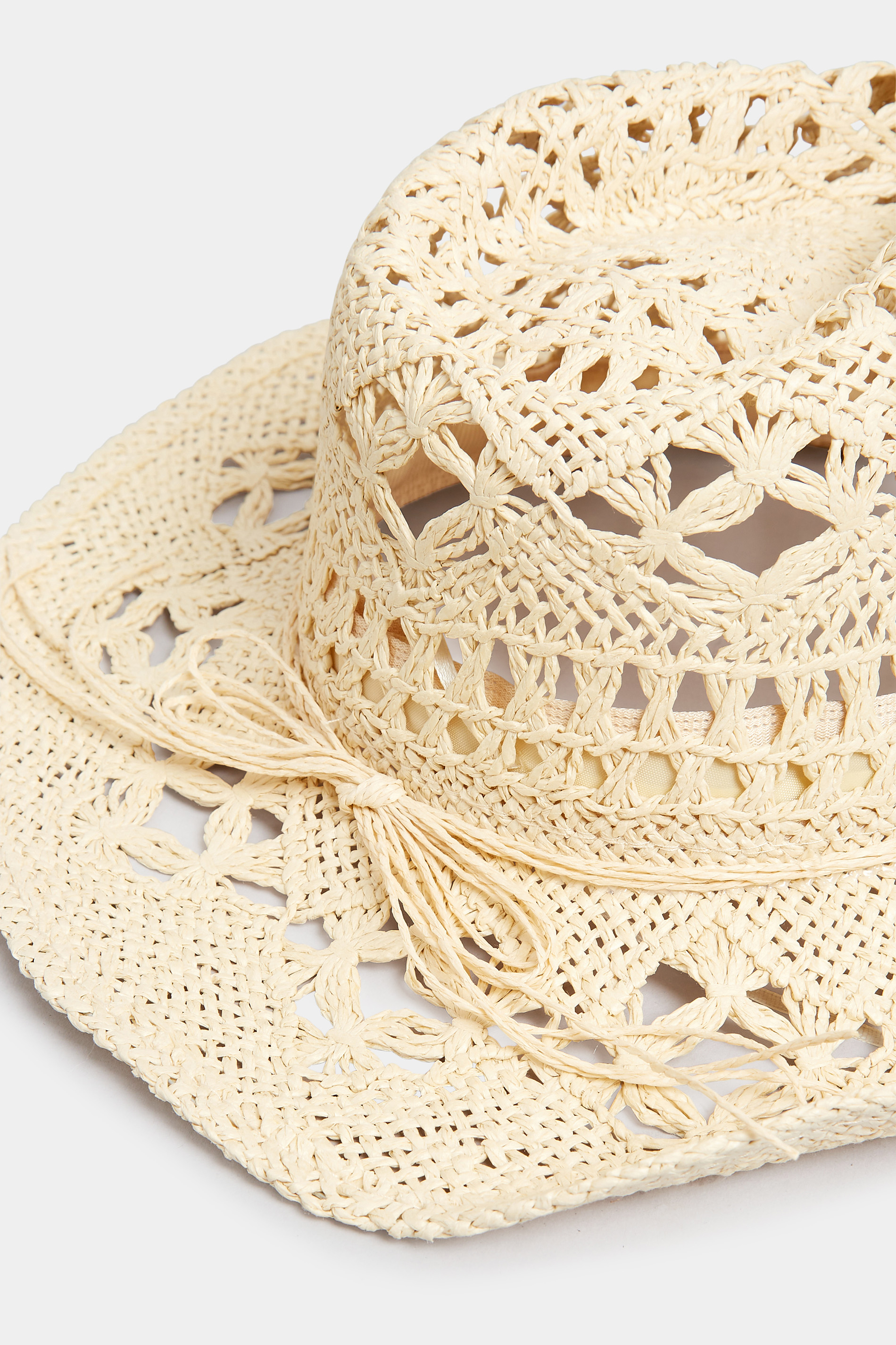 Cream Straw Cut Out Cowboy Hat | Yours Clothing 3