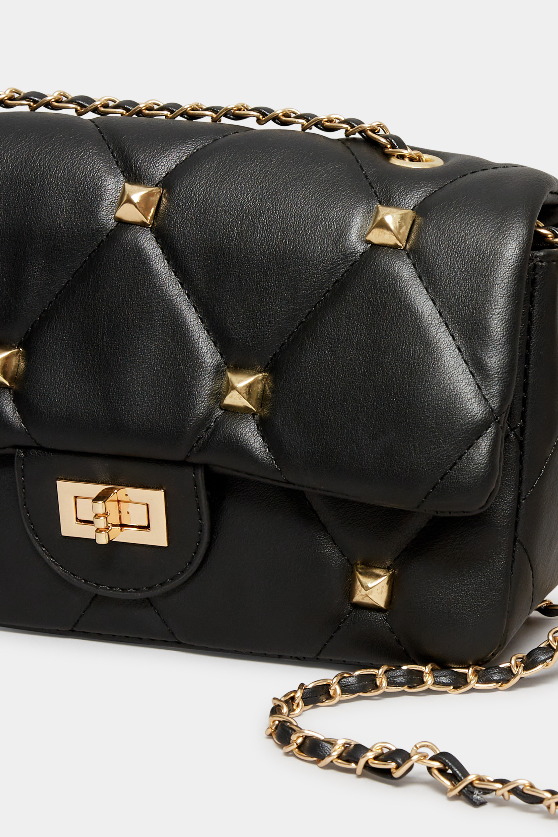 Yours Plus Size Studded Quilted Chain Bag