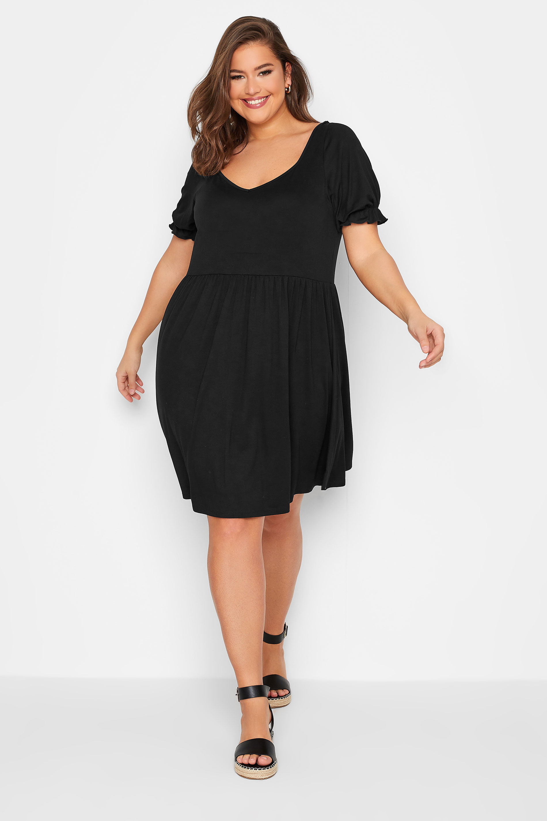 LIMITED COLLECTION Curve Black Smock Sweetheart Dress | Yours Clothing 3
