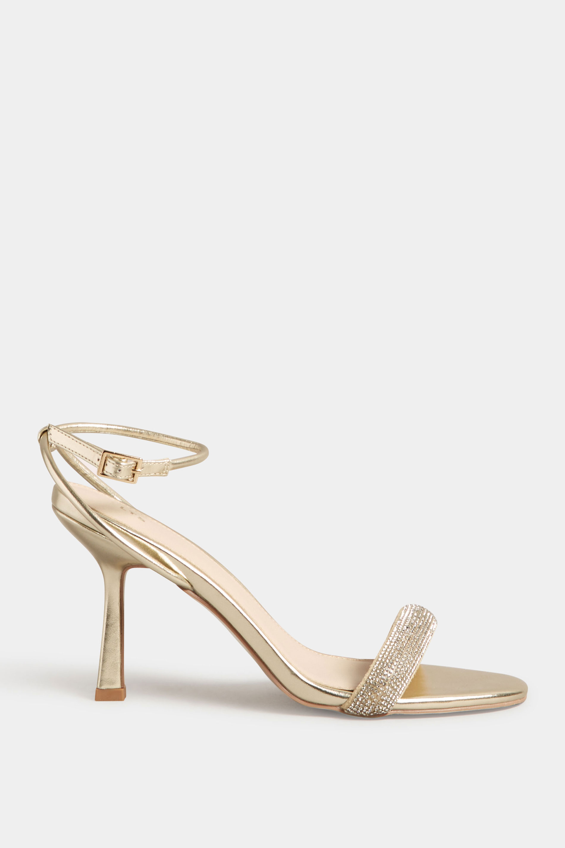 LTS Gold Diamante Heel Sandal in Standard Fit | Long Tall Sally 3