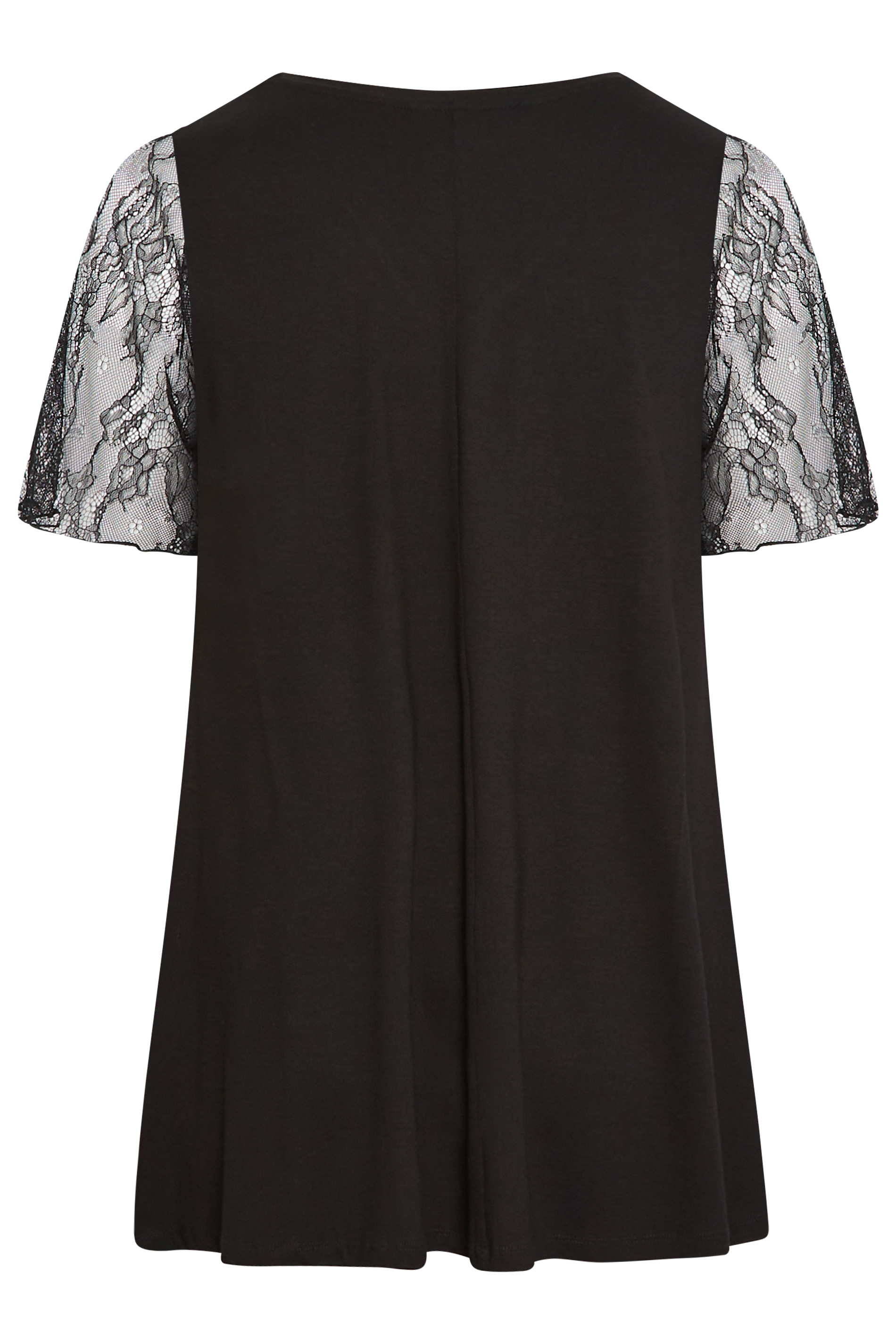 YOURS Curve Black Lace Sequin Embellished Swing Top